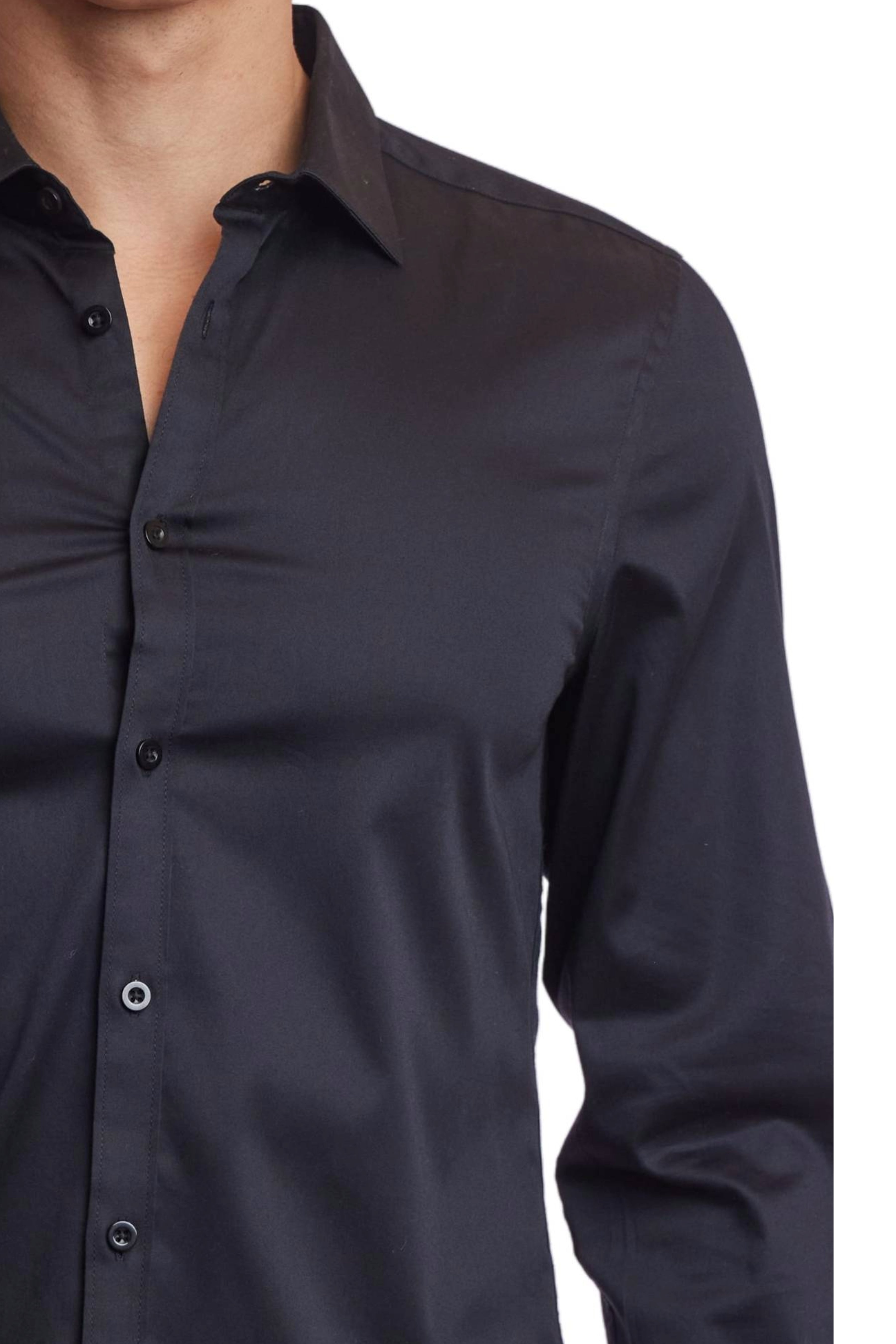 Samuel Spread Collar Shirt - Coal Black