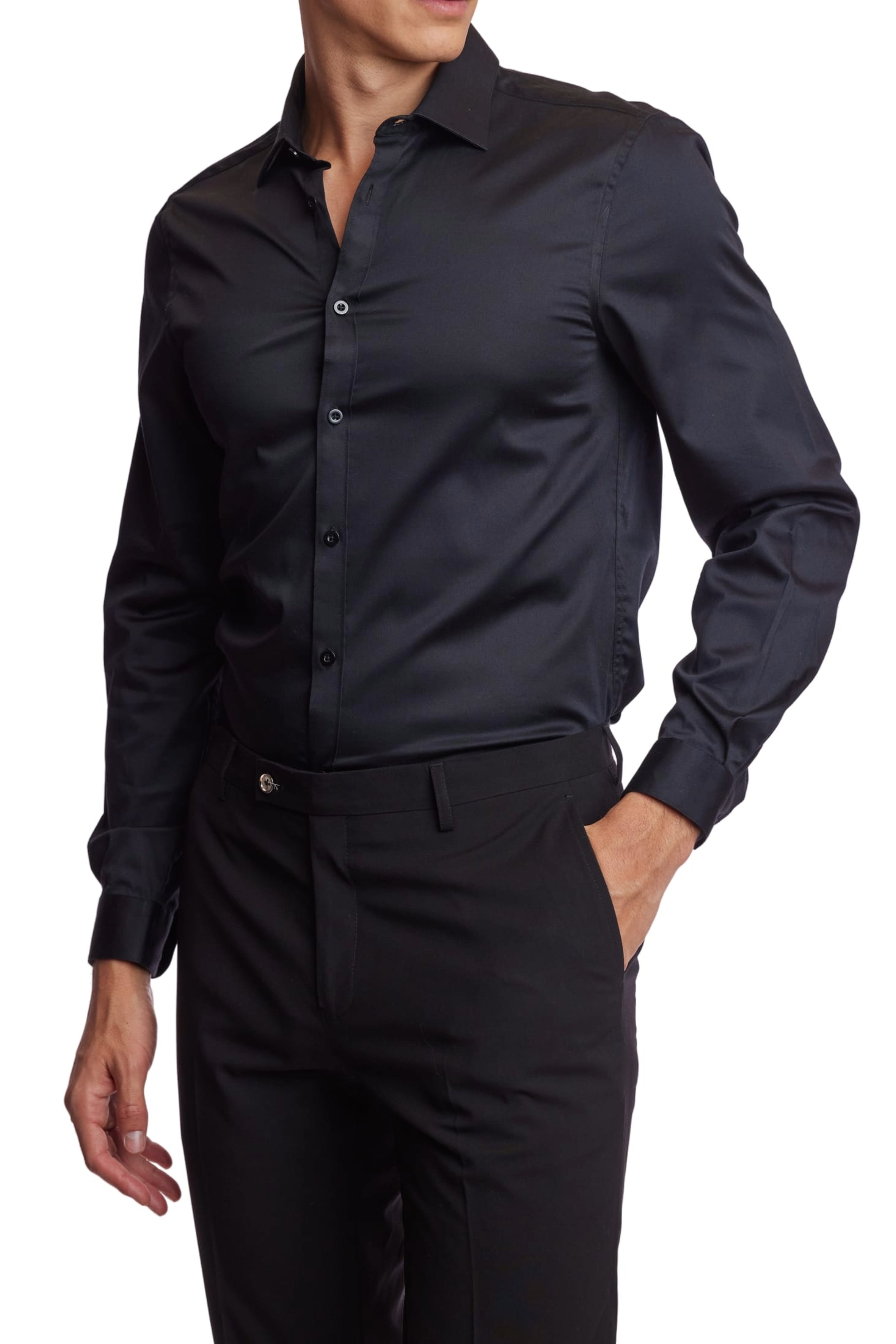 Samuel Spread Collar Shirt - Coal Black