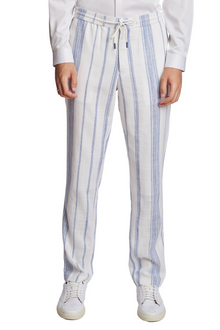  Chester Drawstring Pants - slim - White & Blue Variegated