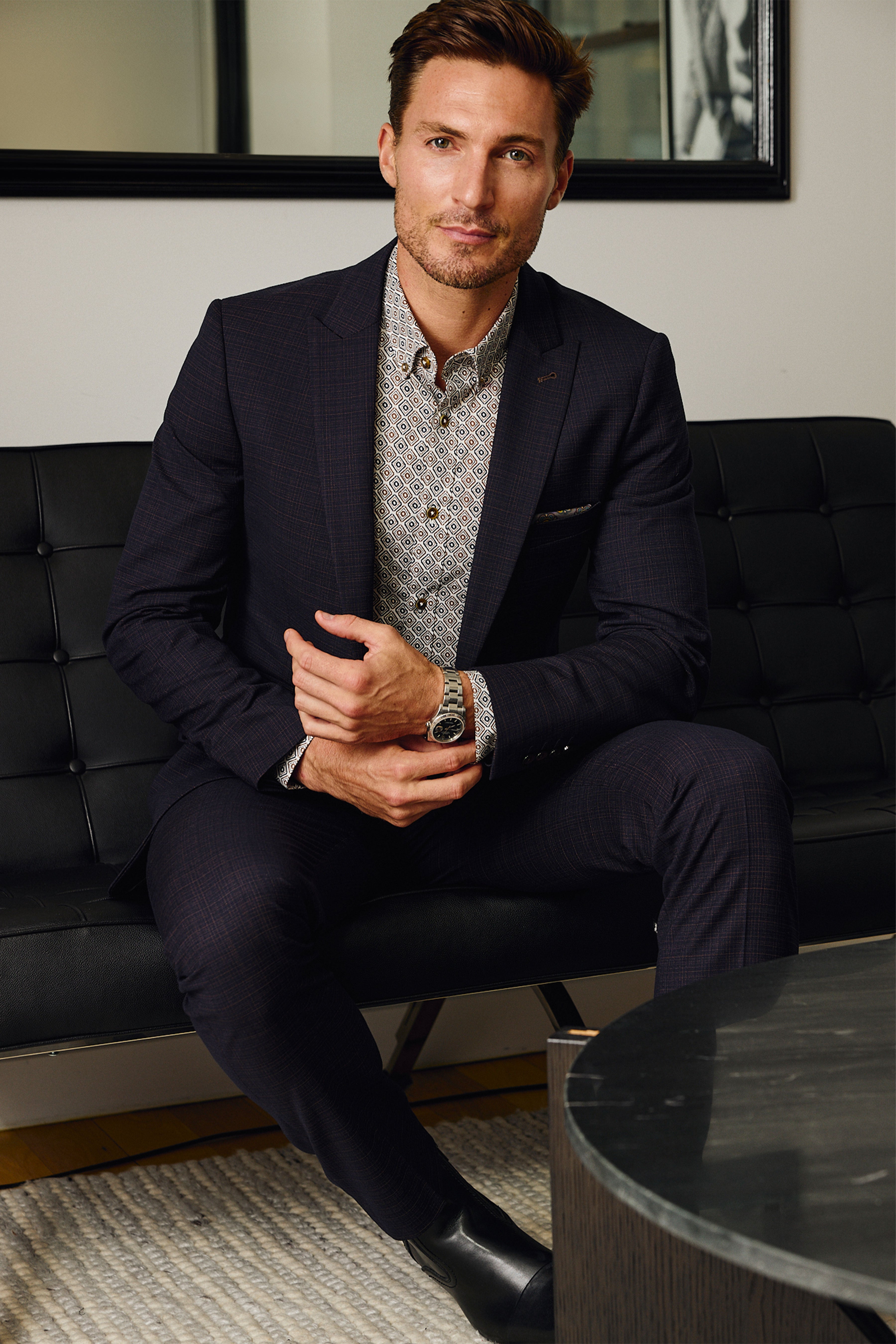 Ashton Peak Jacket - slim - Blue Camel Grid