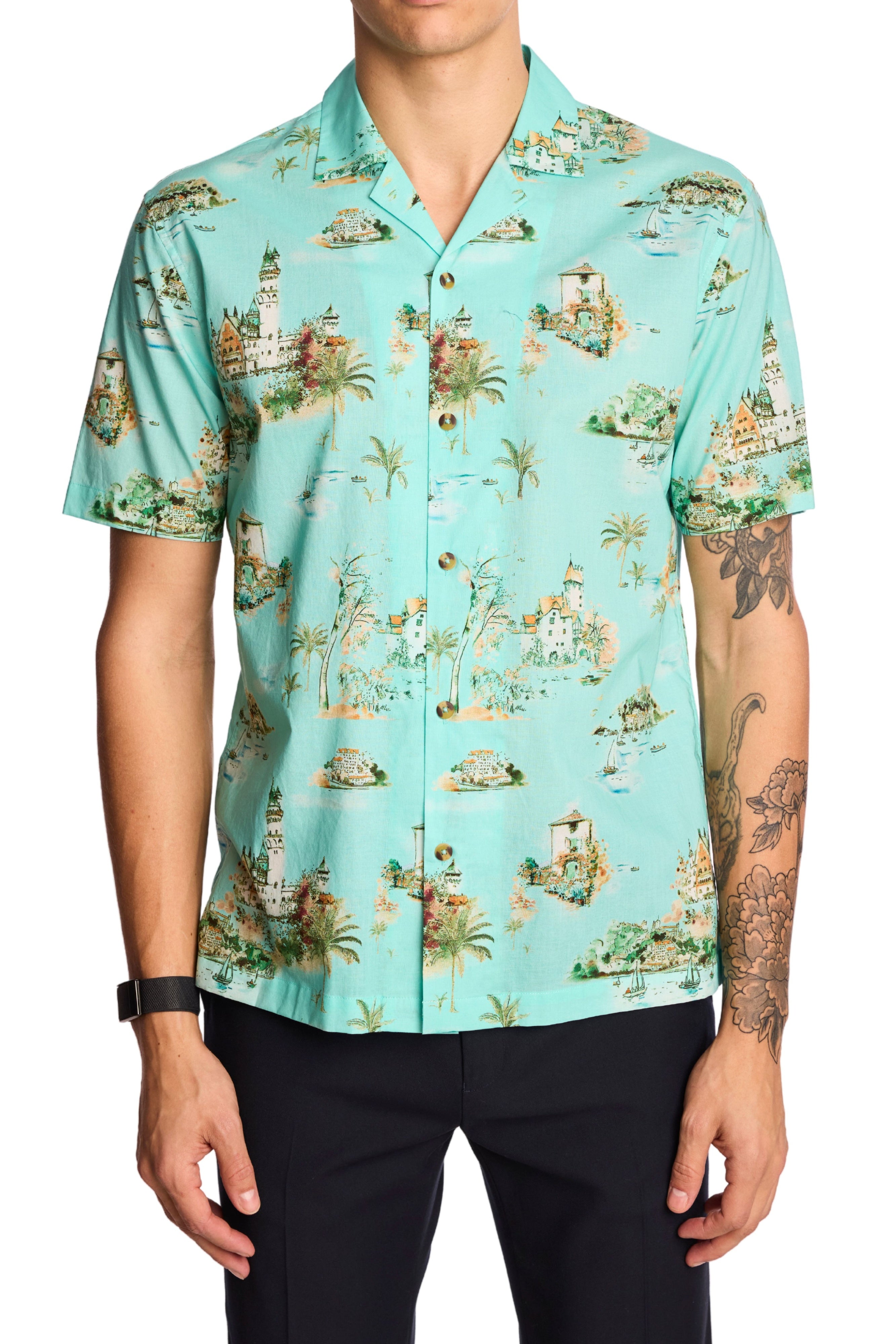 Camp Collar Shirt - Green Summer Island