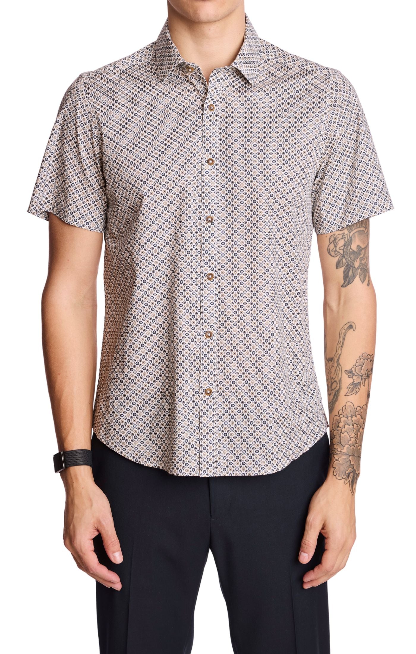 Sawyer Shirt - Navy Tan Floral