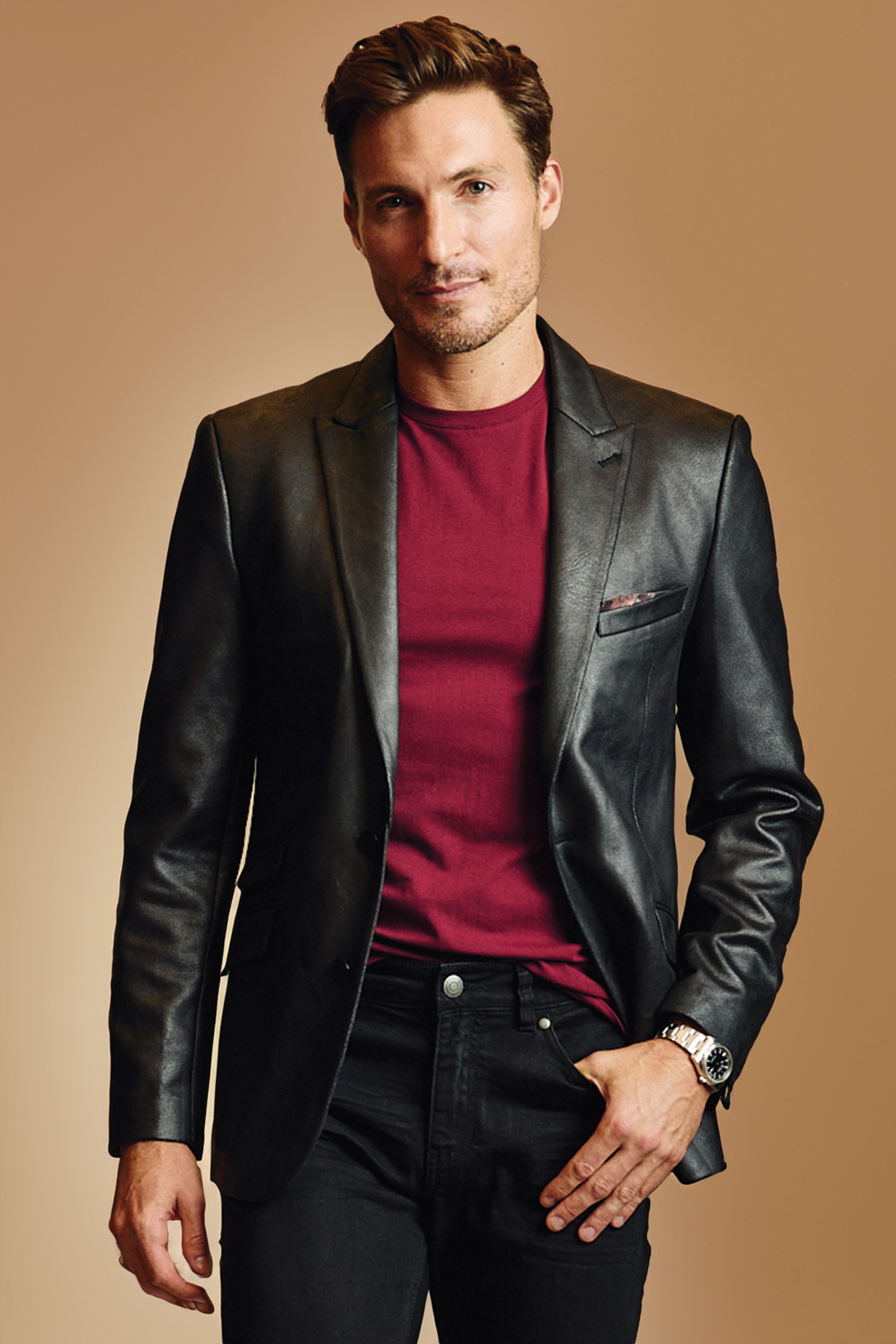 Peak Sports Jacket - Black Vegan Leather