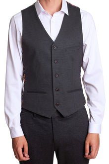  Eaton 5 Button Vest - slim - Charcoal Knit
