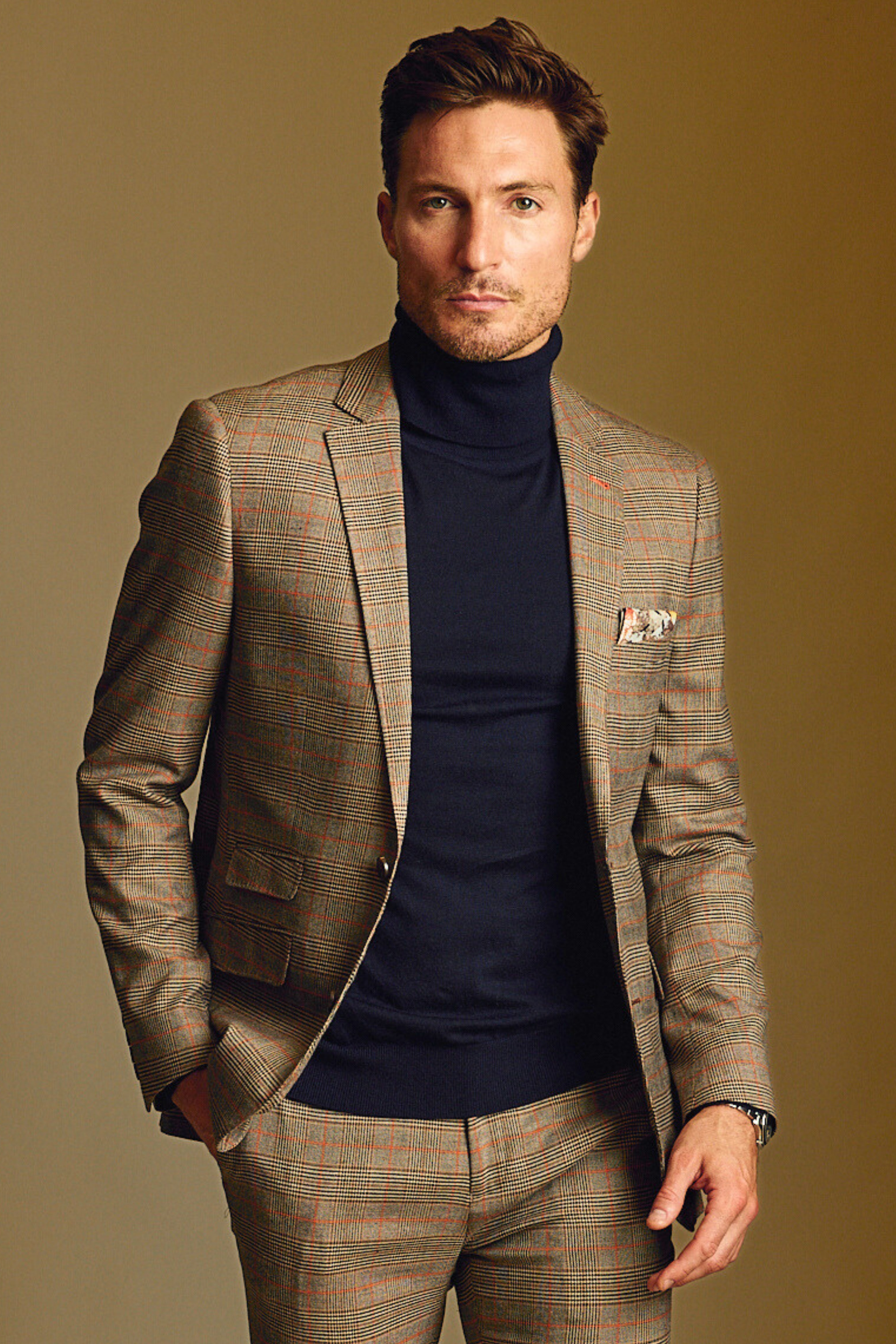 Dover Notch Jacket - slim - Orange Pop Prince of Wales