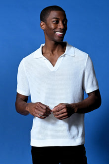  Johnny Collar Polo - White Chenille