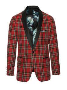  Regent Shawl Tuxedo Jacket - Slim - Red Tartan