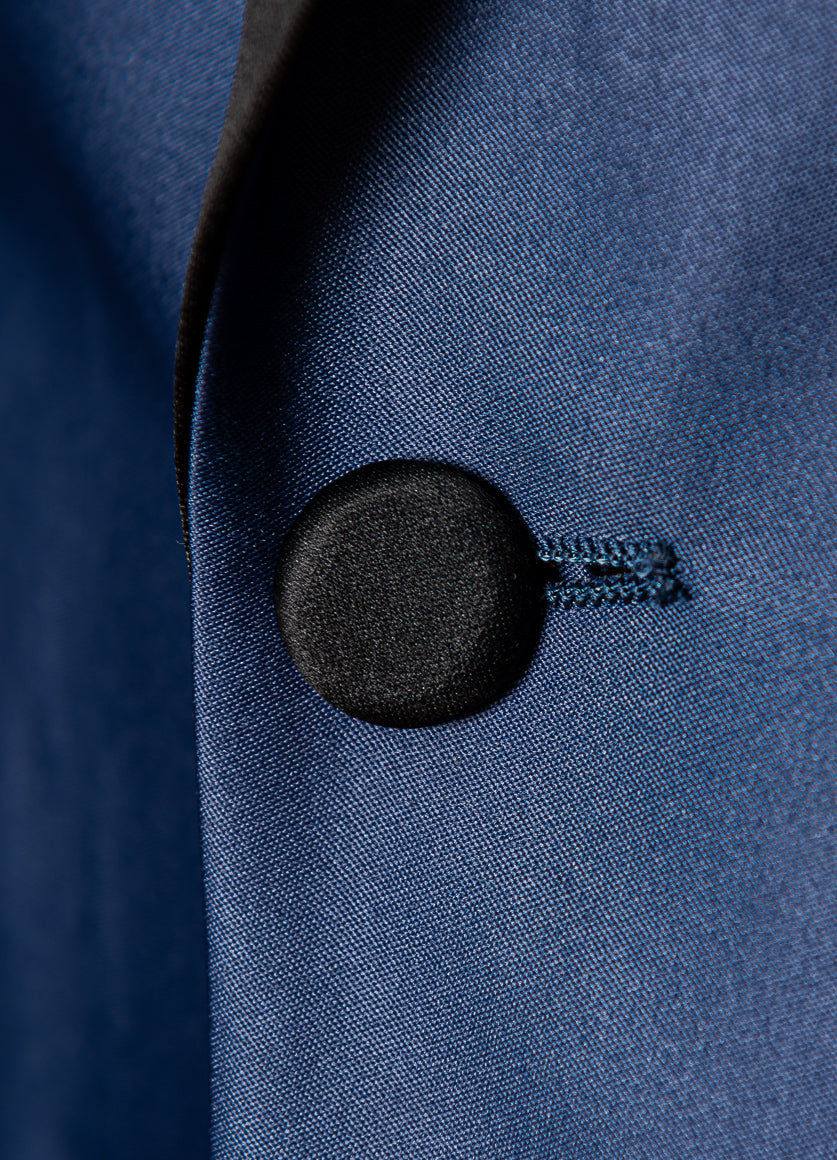 Grosvenor Peak Tuxedo Jacket - Slim - Blue Silky