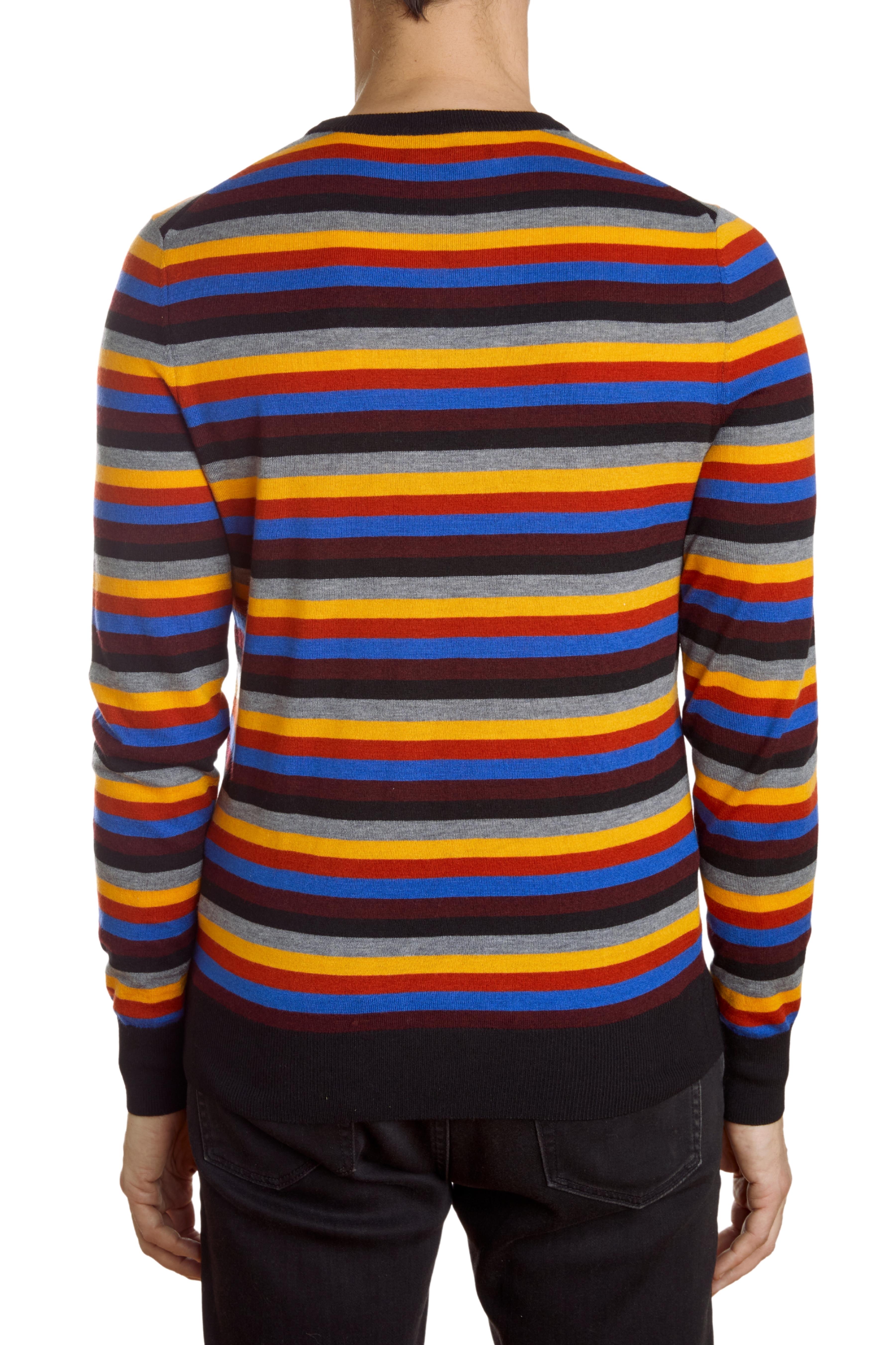 Fine Gauge Crew Sweater - Black Stripe