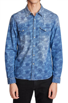  Western Printed Denim Shirt - Denim Tropicana