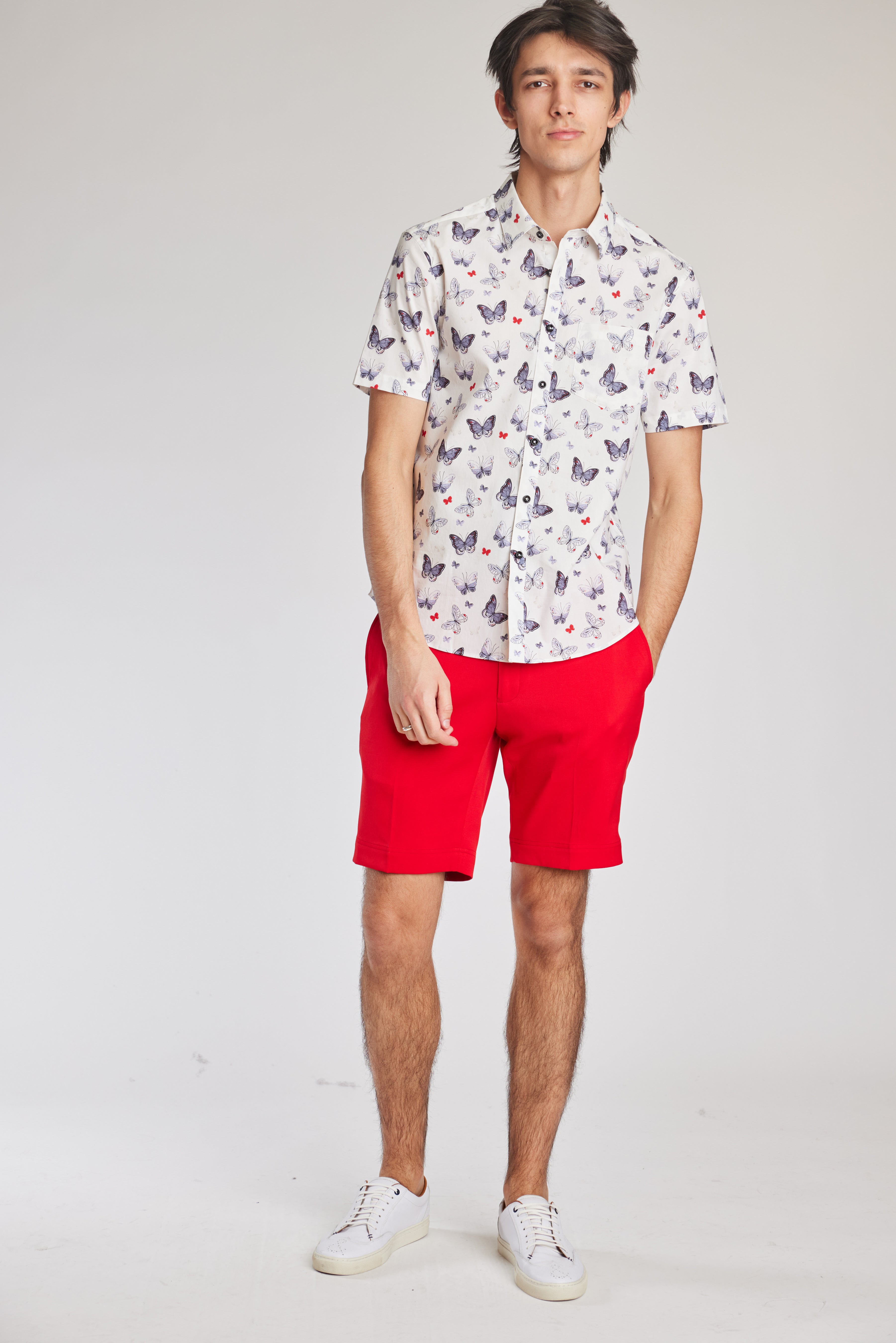 Soleil S/S Shirt - White Grey Butterfly