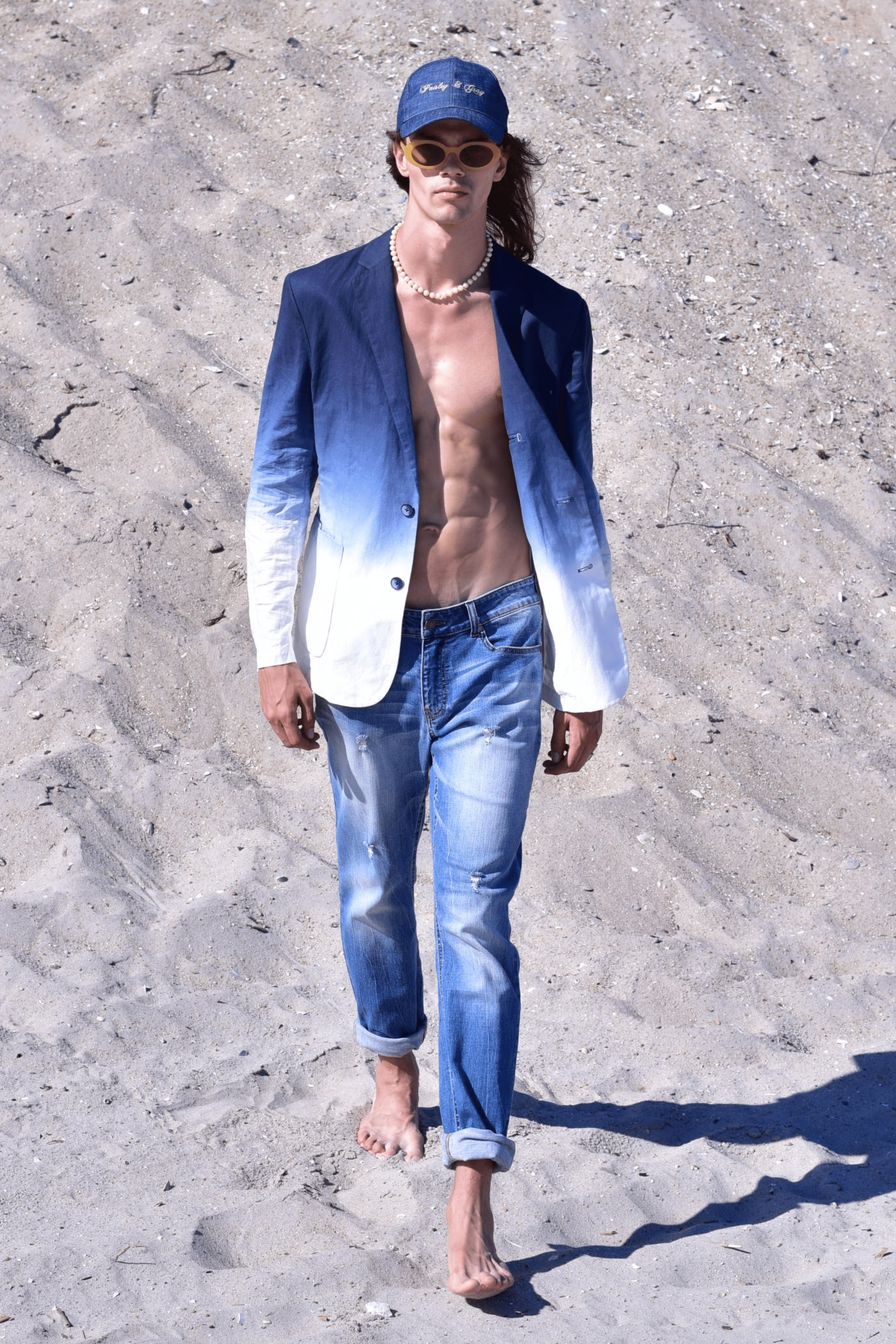 Paradise Notch Unlined Blazer - slim - Blue Dip Dye