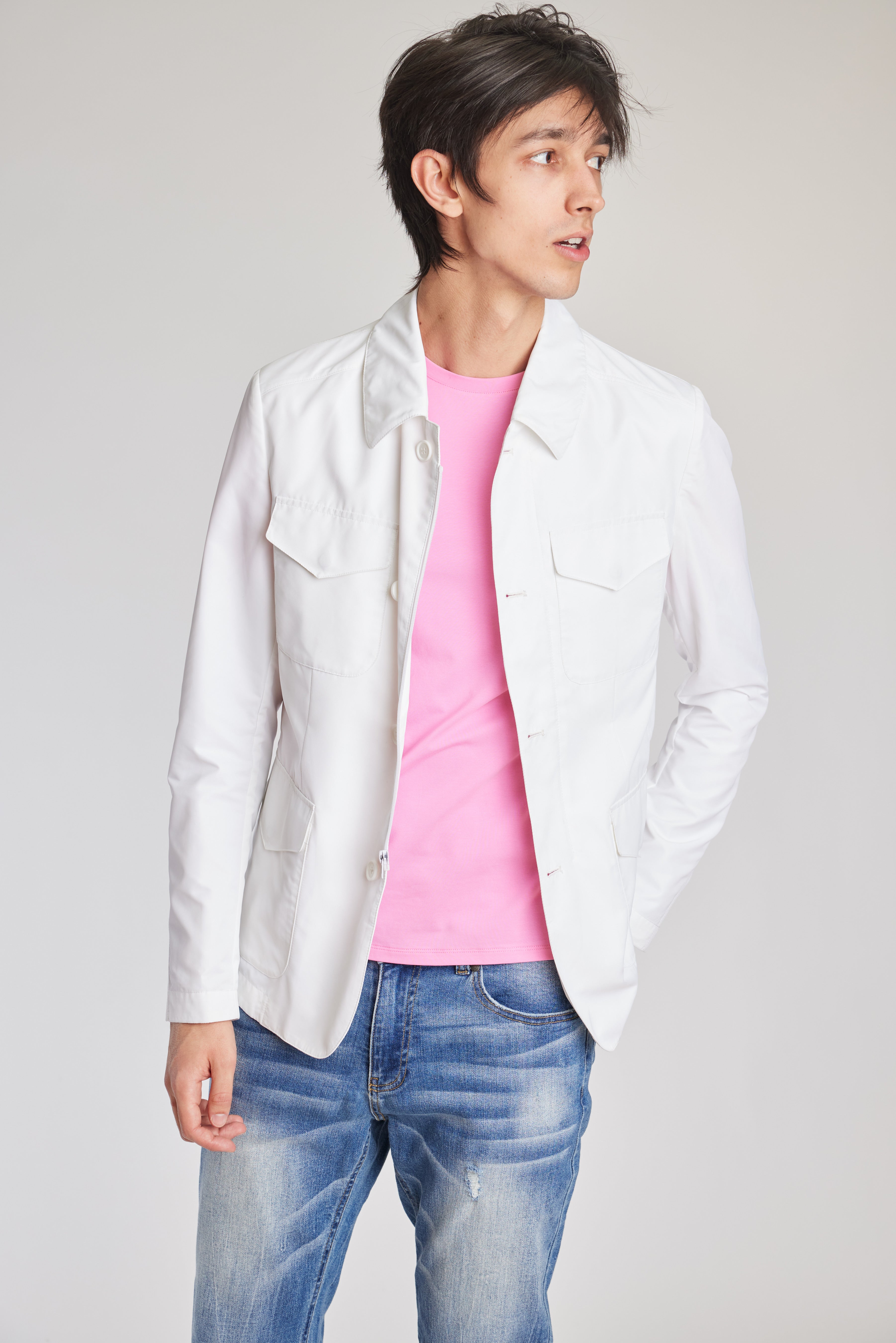 City 4 Pocket Jacket - slim - White Nylon