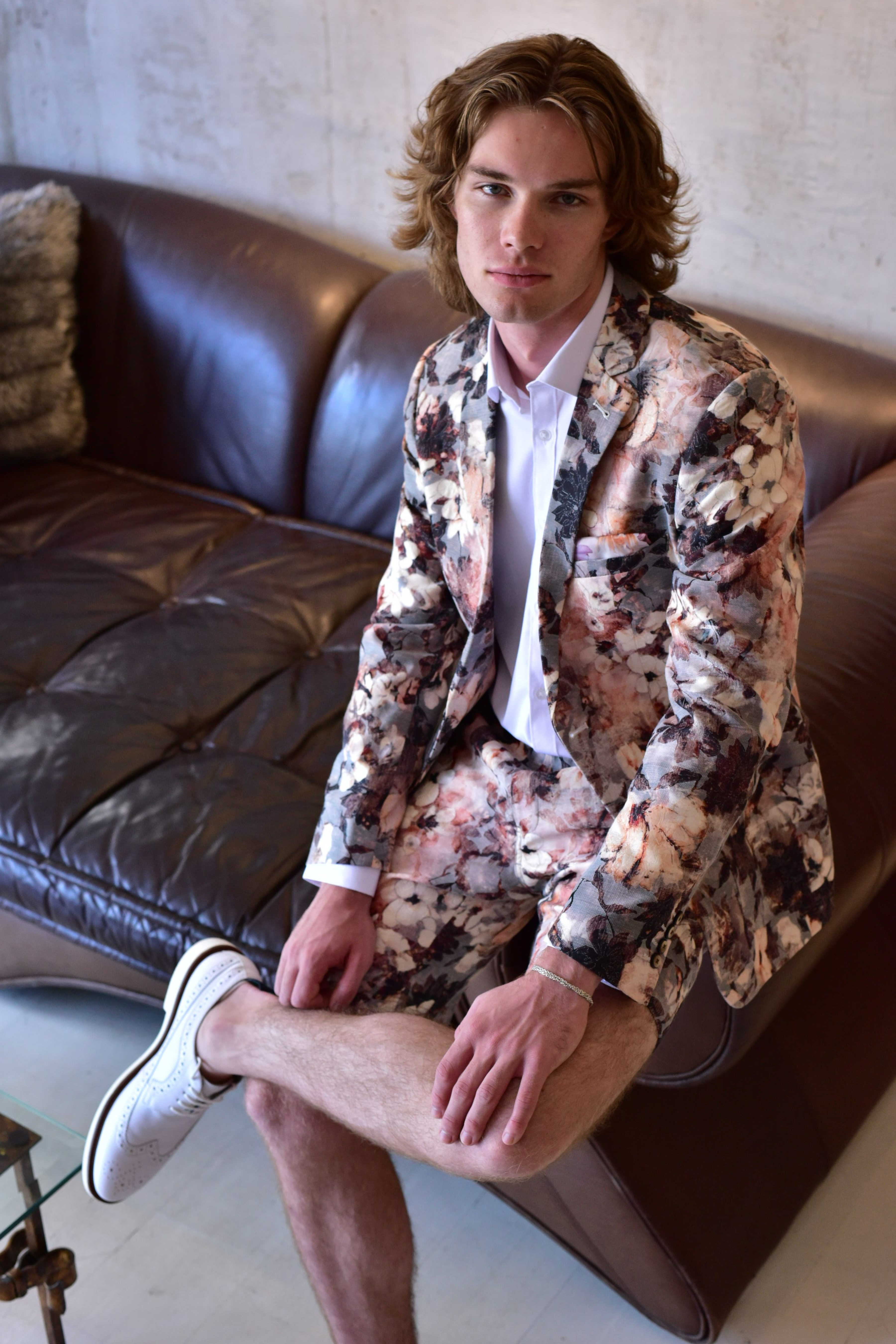 Dover Notch Jacket - slim - Brwn Cream Floral