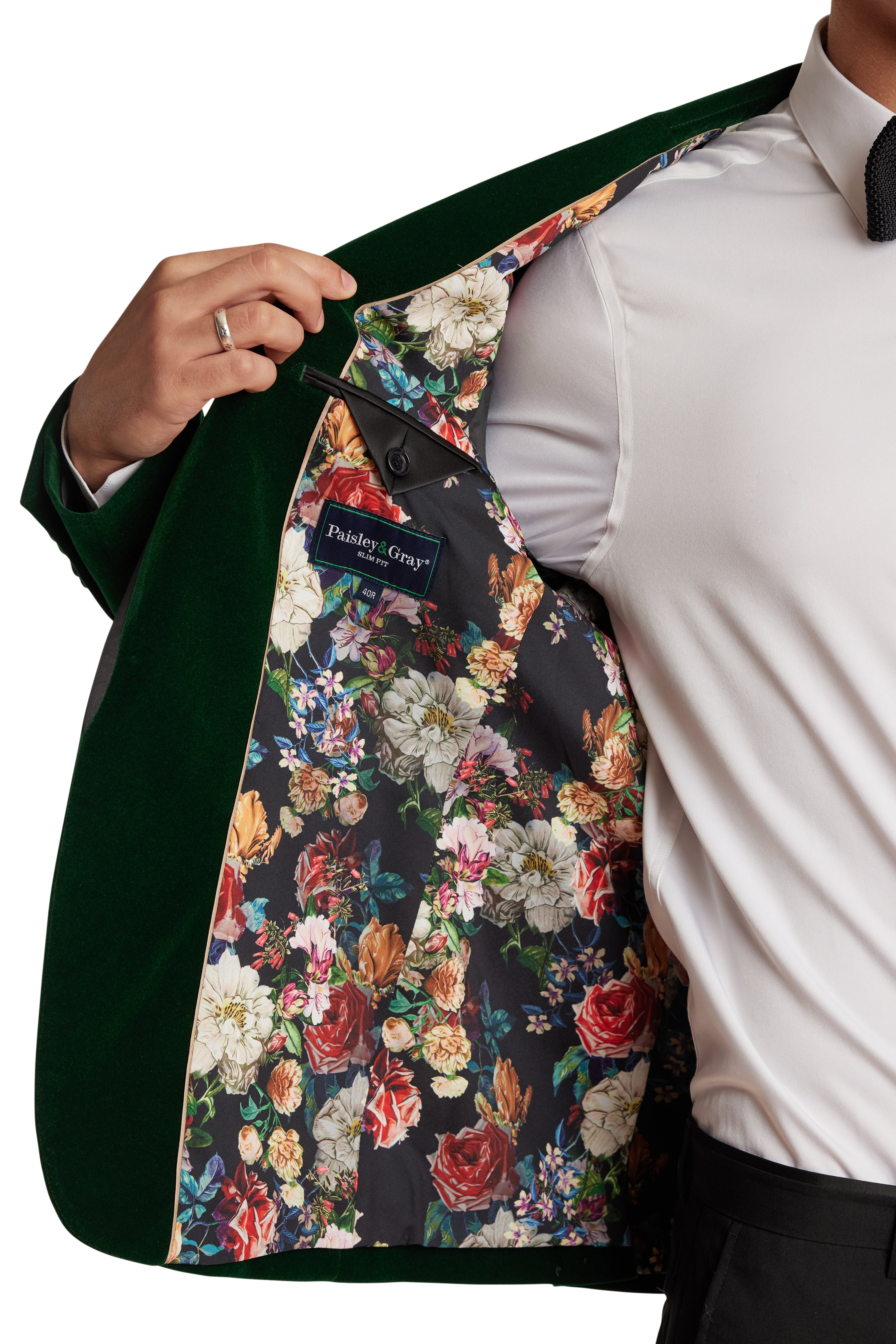 Osborne Notch Tuxedo Jacket - slim - Emerald Green Velvet