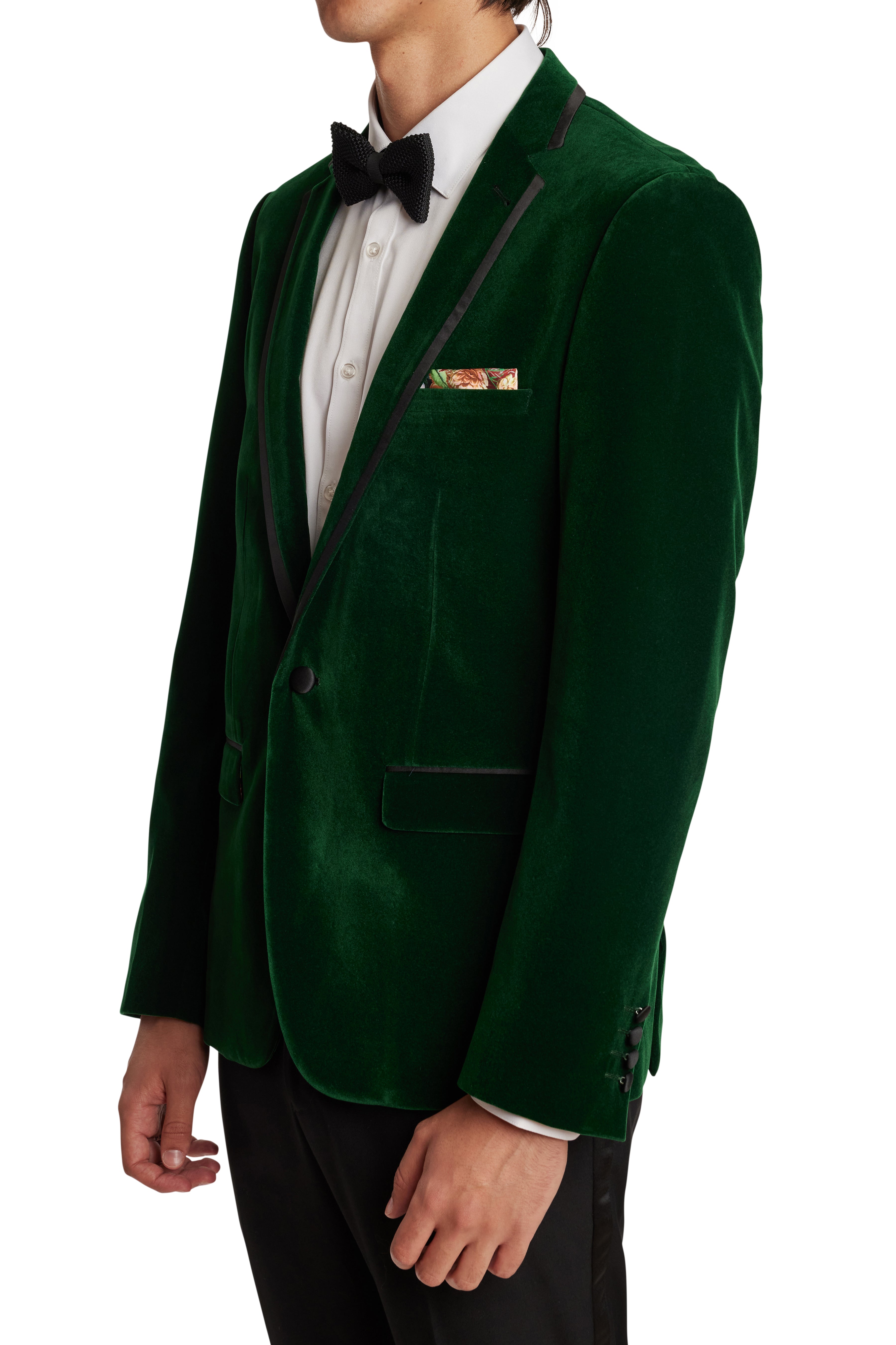 Osborne Notch Tuxedo Jacket - slim - Emerald Green Velvet