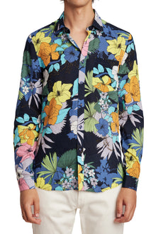  Samuel Spread Collar Shirt - Navy Floral