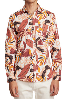  Samuel Spread Collar Shirt - Orange Multi