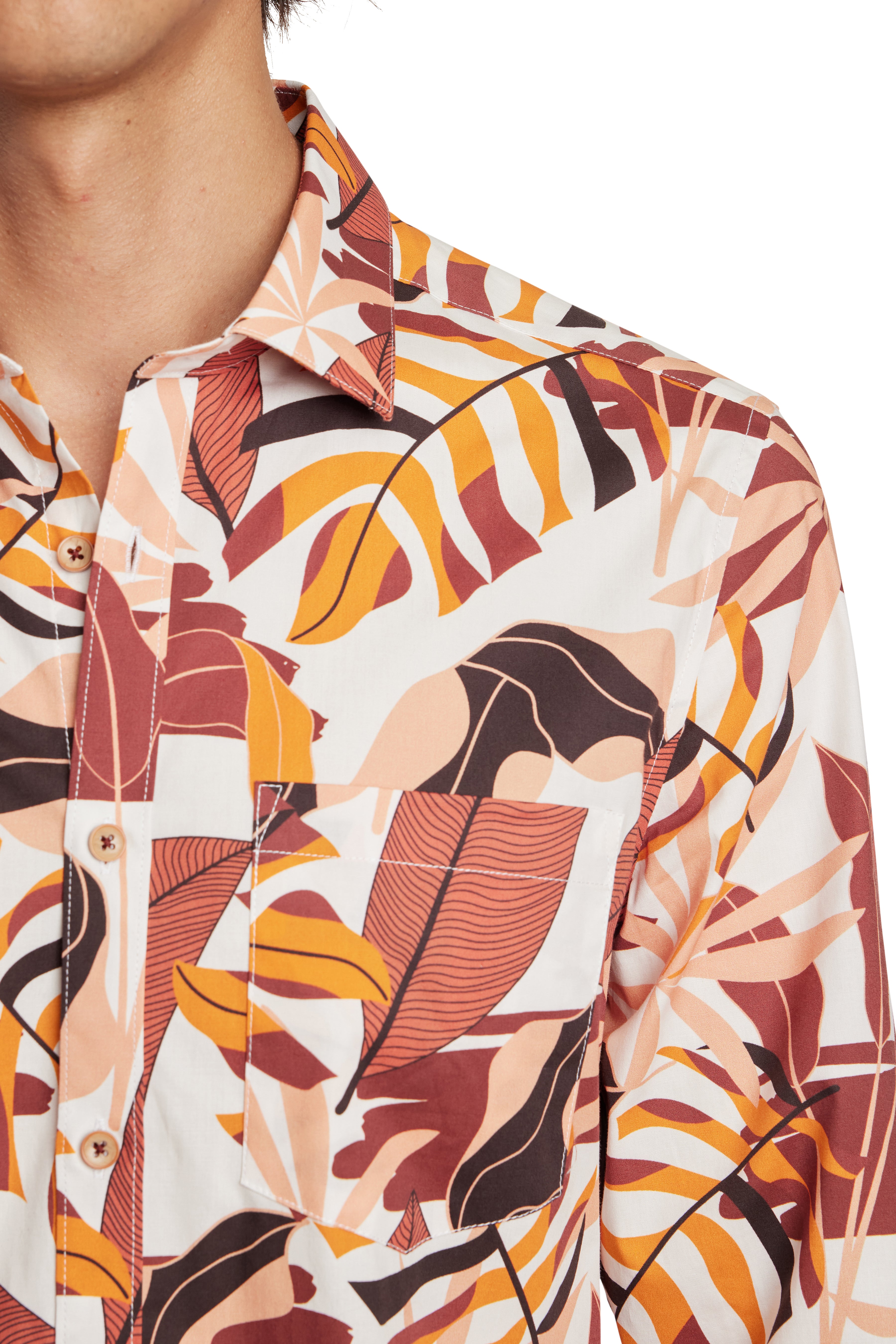 Samuel Spread Collar Shirt - Orange Multi