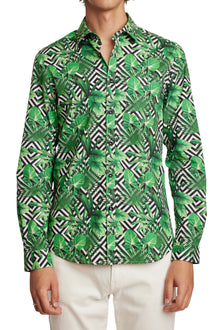  Samuel Spread Collar Shirt - BW Abstract