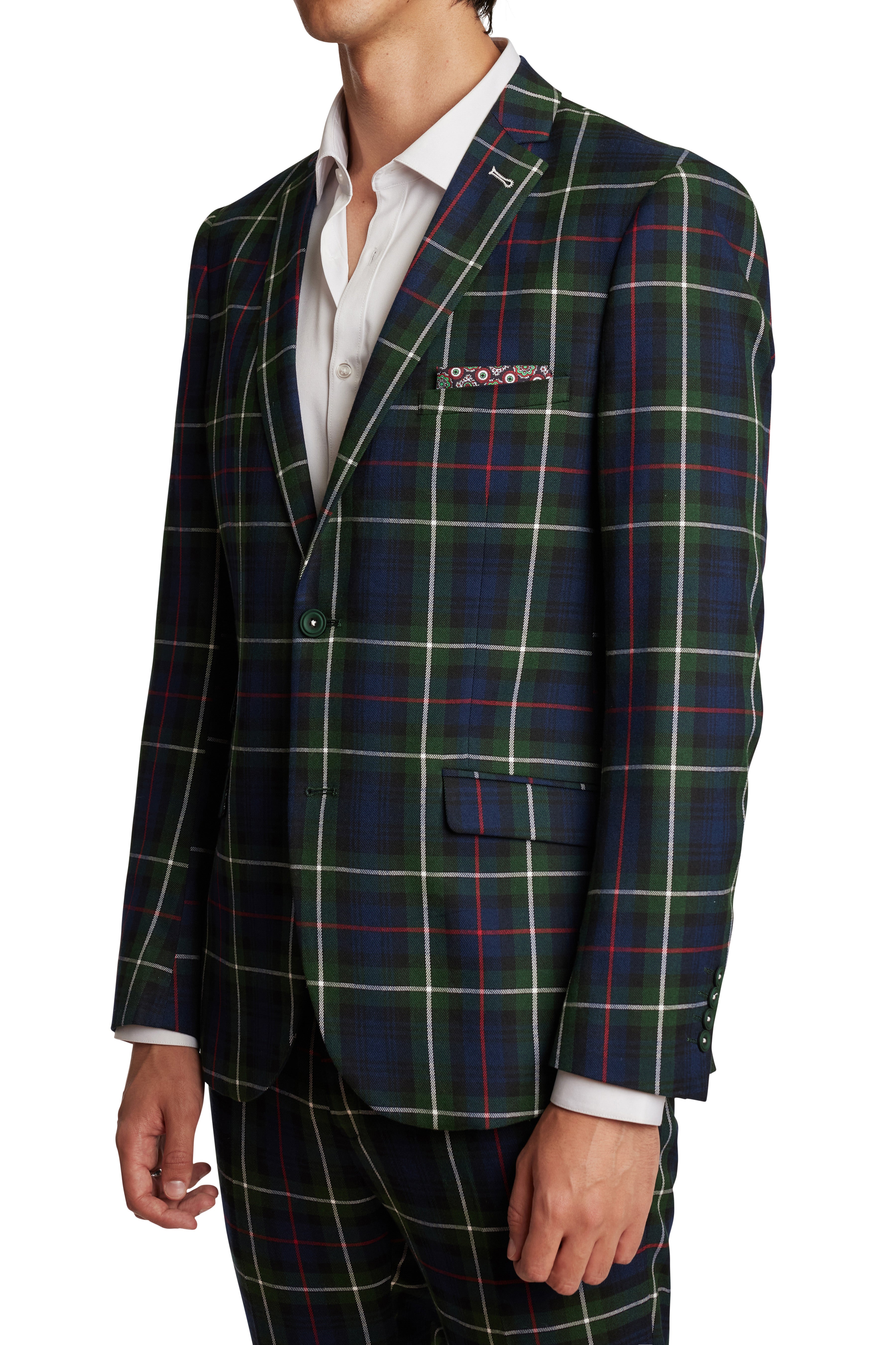 Dover Notch Jacket - slim - Green Tartan