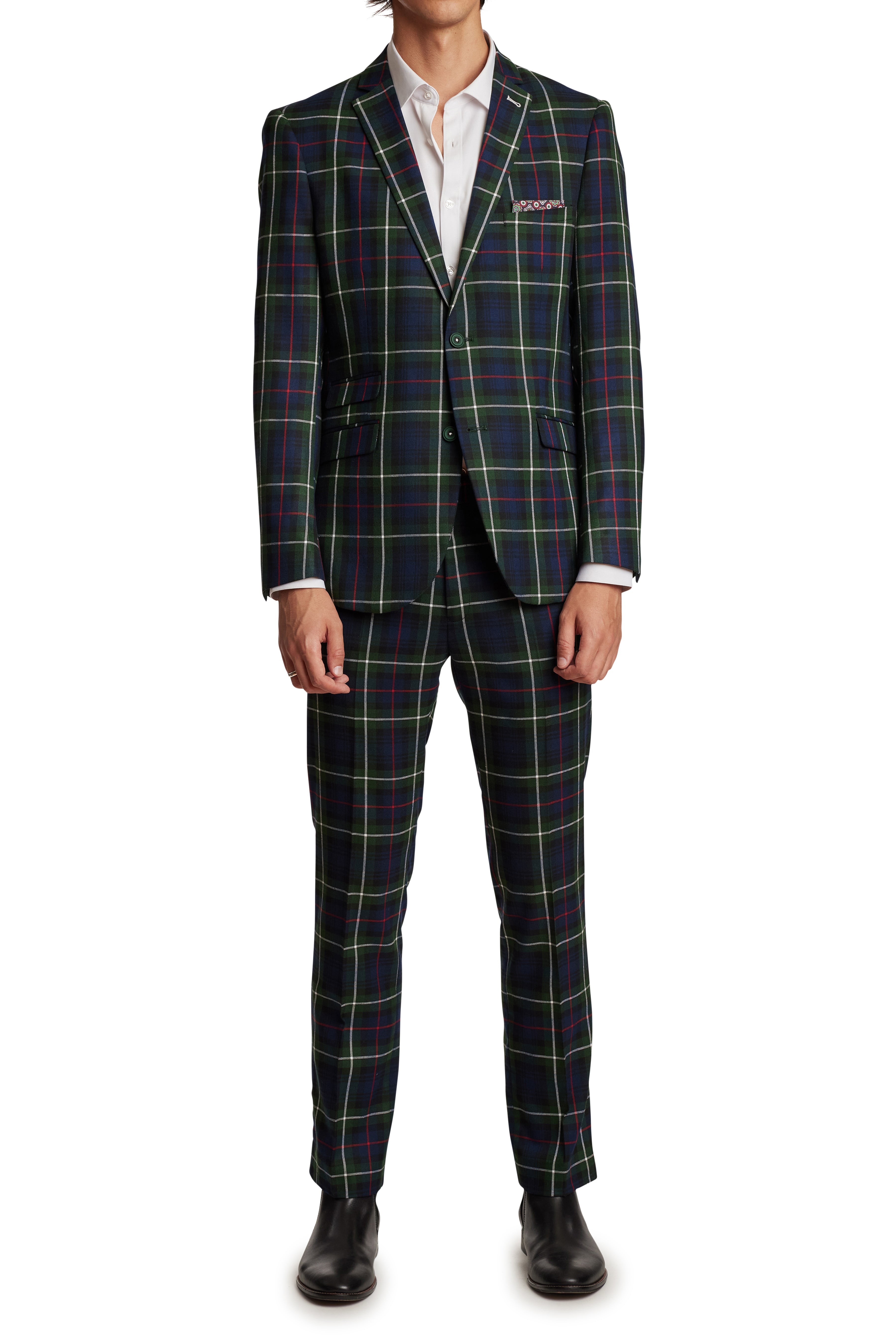 Dover Notch Jacket - slim - Green Tartan
