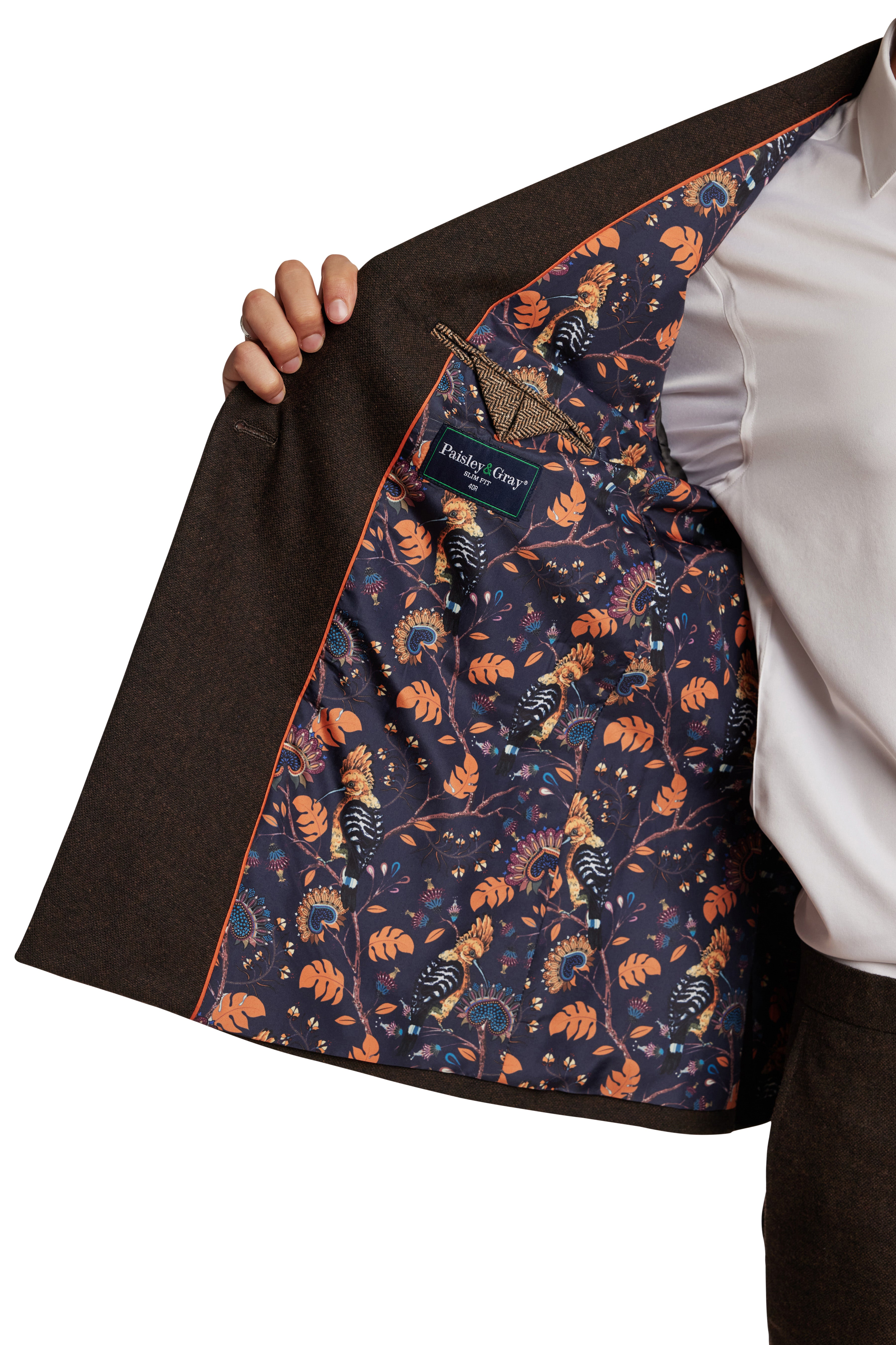 Fleet Peak DB Jacket - slim - Chocolate Donegal