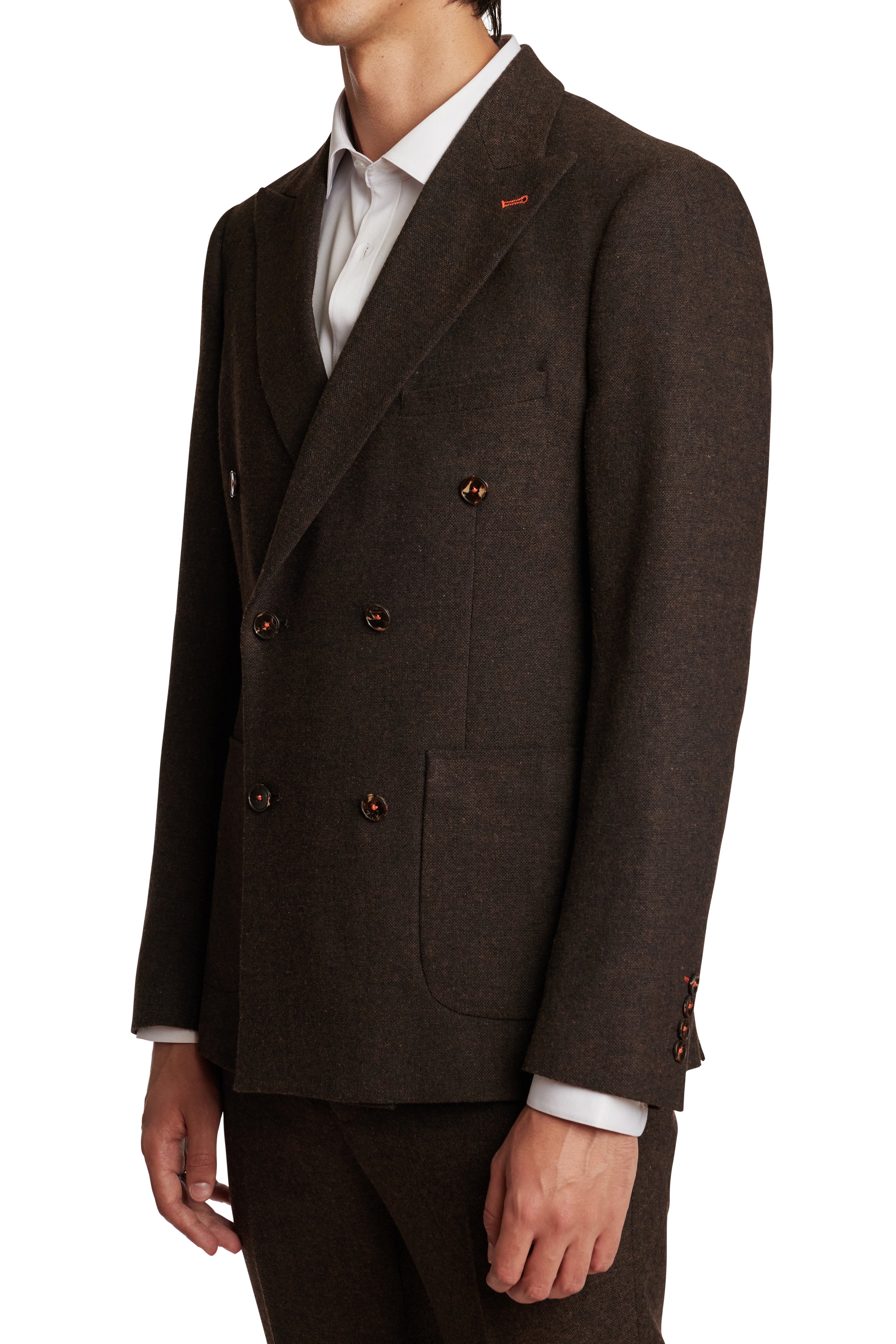 Fleet Peak DB Jacket - slim - Chocolate Donegal