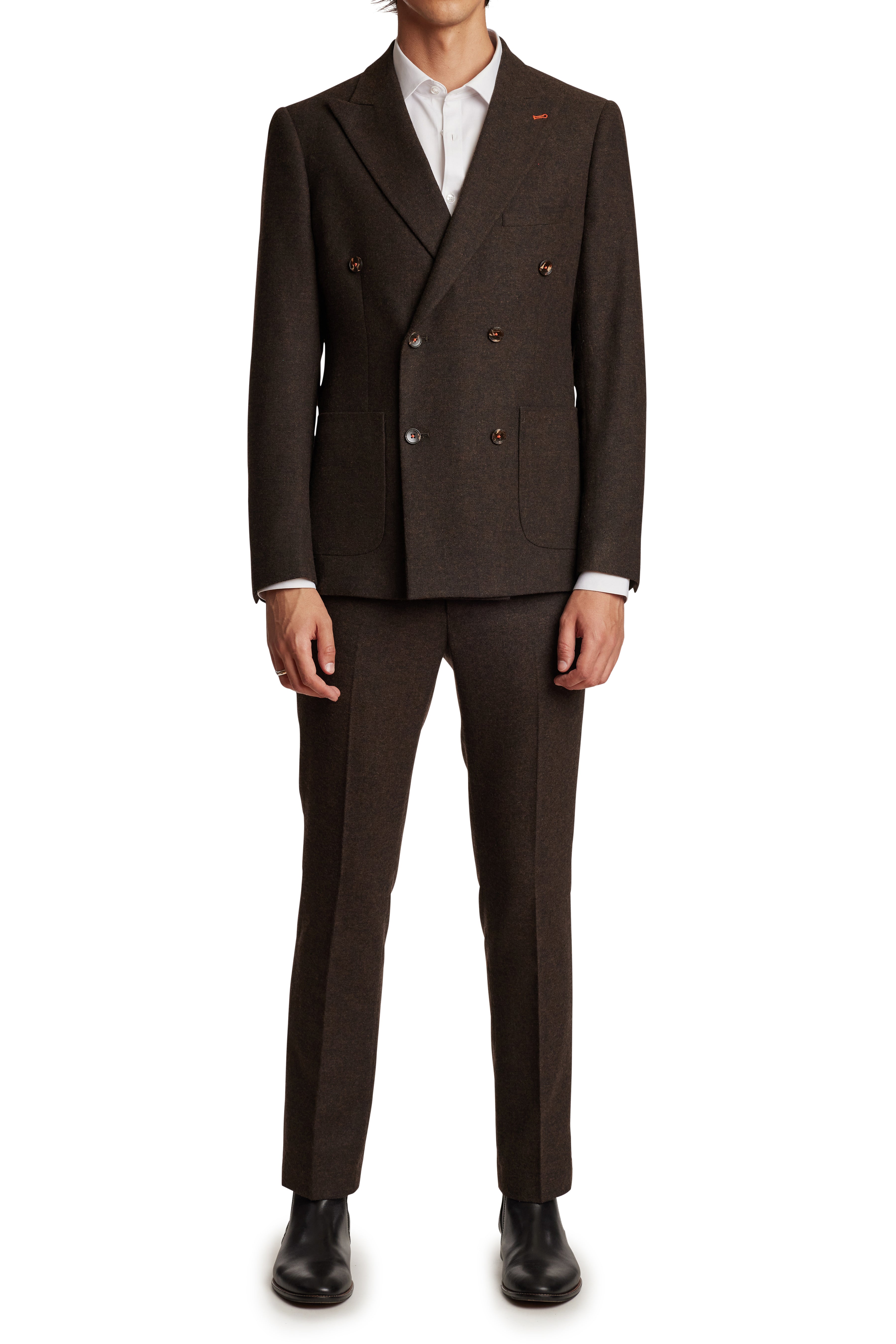 Fleet Peak DB Jacket - slim - Chocolate Donegal