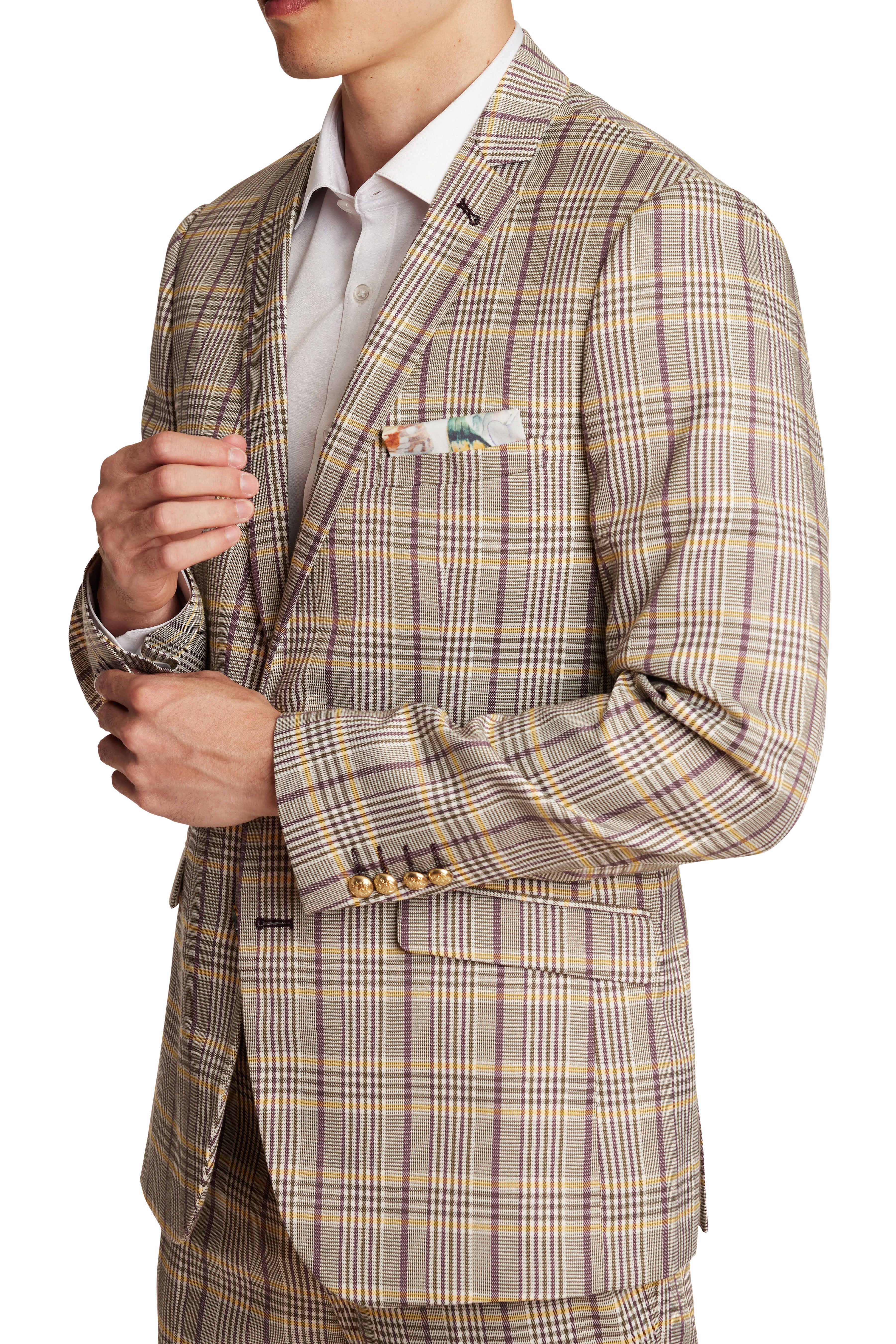 Dover Notch Jacket - slim - Olive Yellow Check