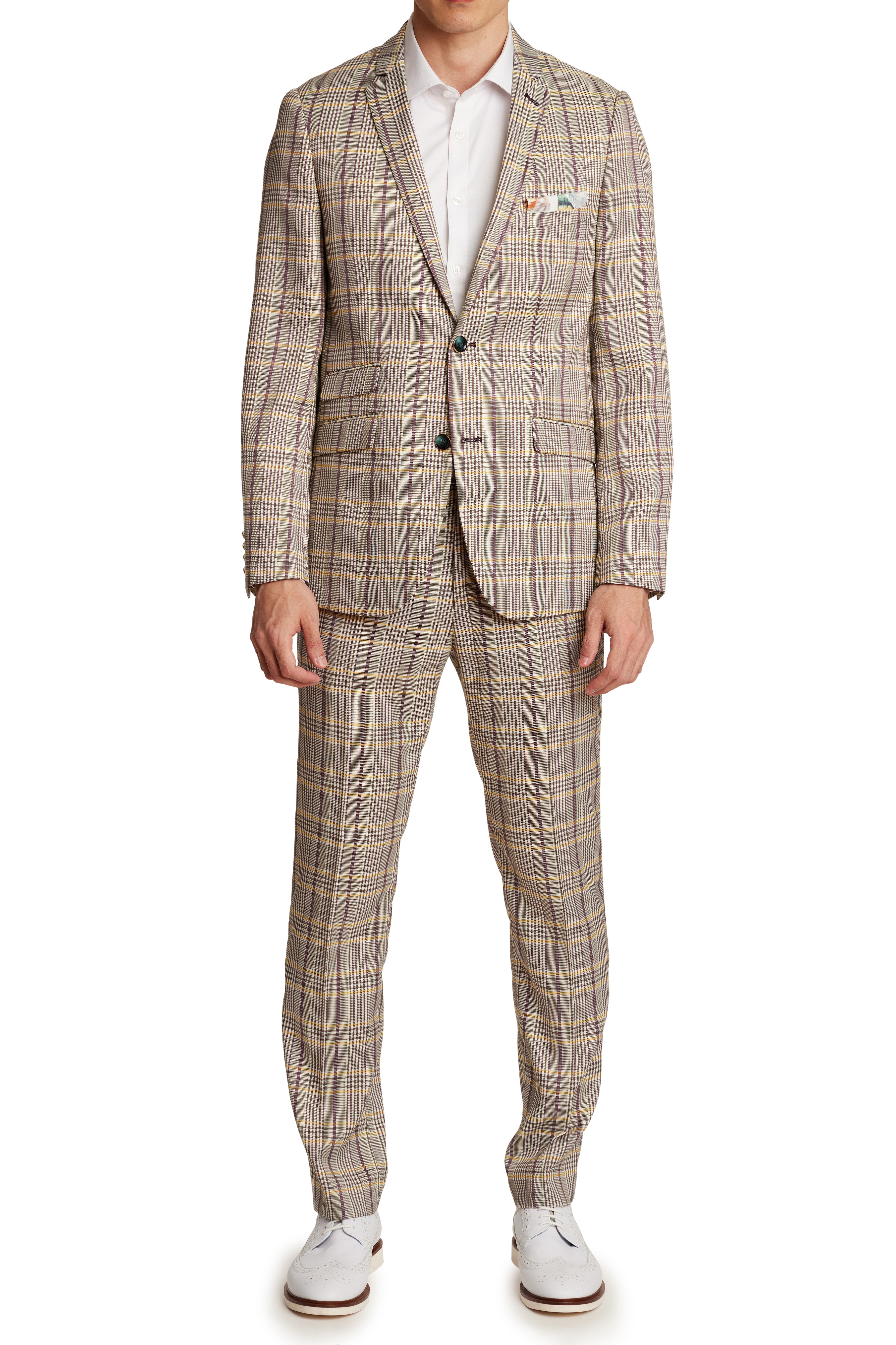 Dover Notch Jacket - slim - Olive Yellow Check