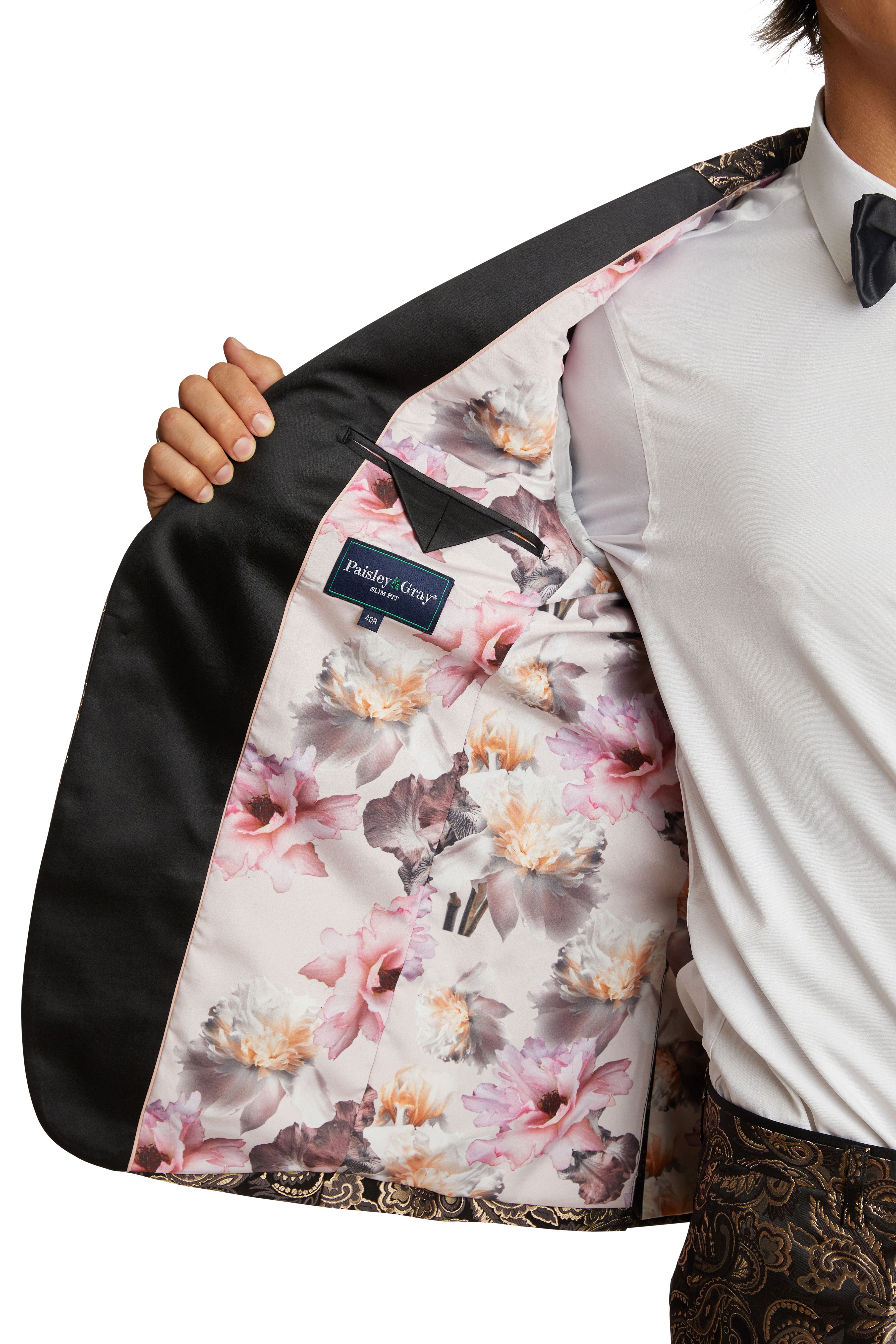 Osborne Notch Tux Jacket - slim - Brown Gold Paisley