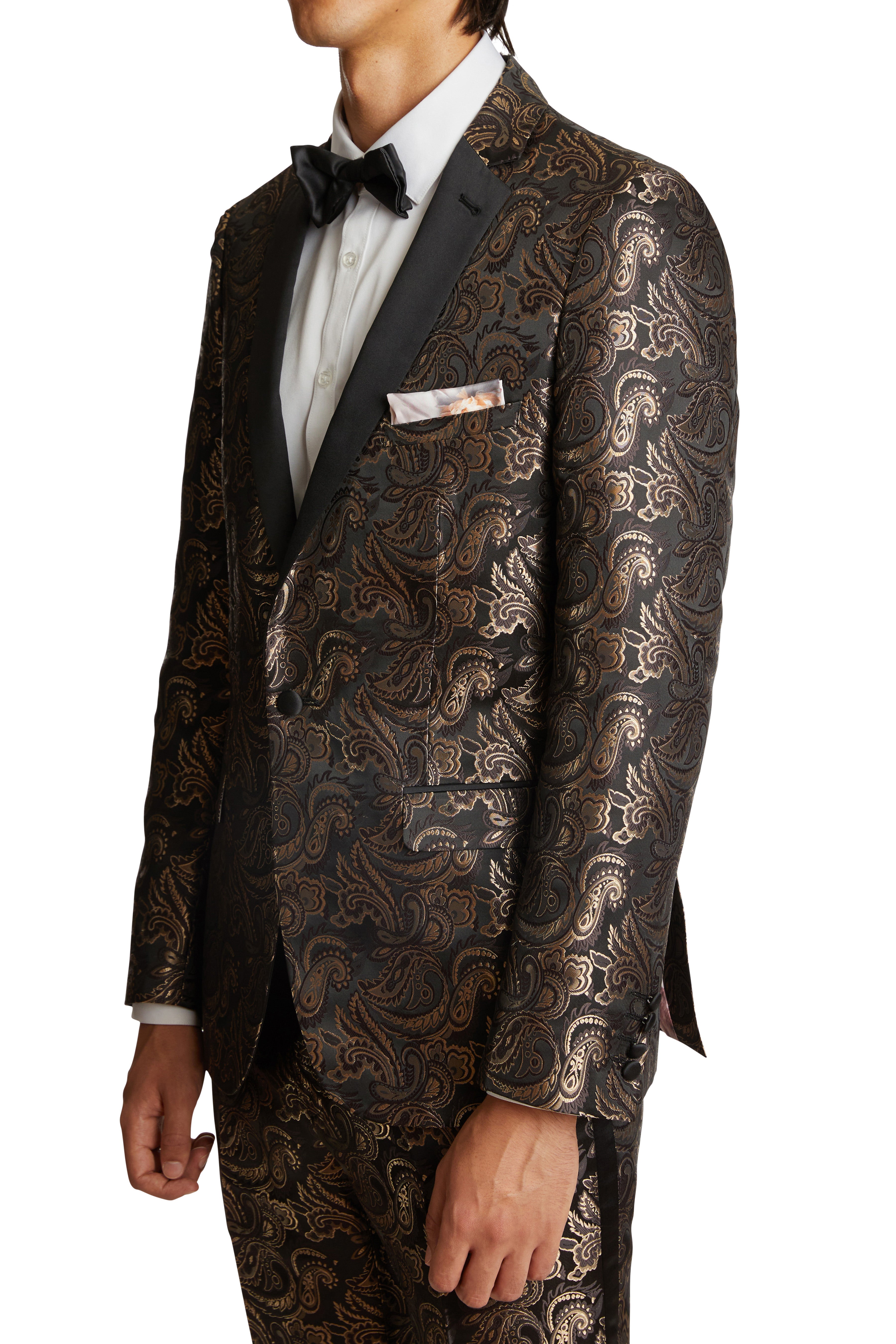 Osborne Notch Tux Jacket - slim - Brown Gold Paisley