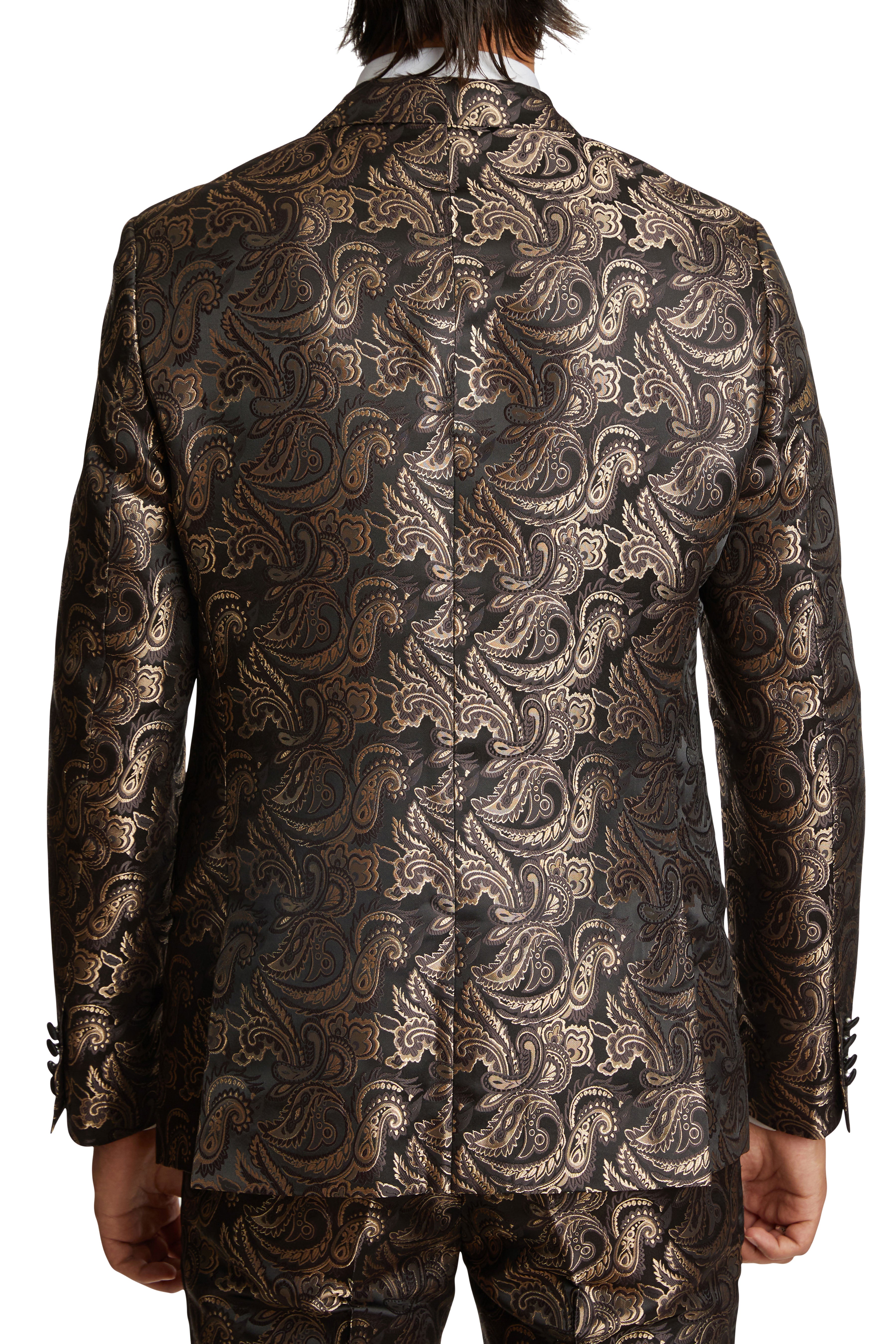 Osborne Notch Tux Jacket - slim - Brown Gold Paisley