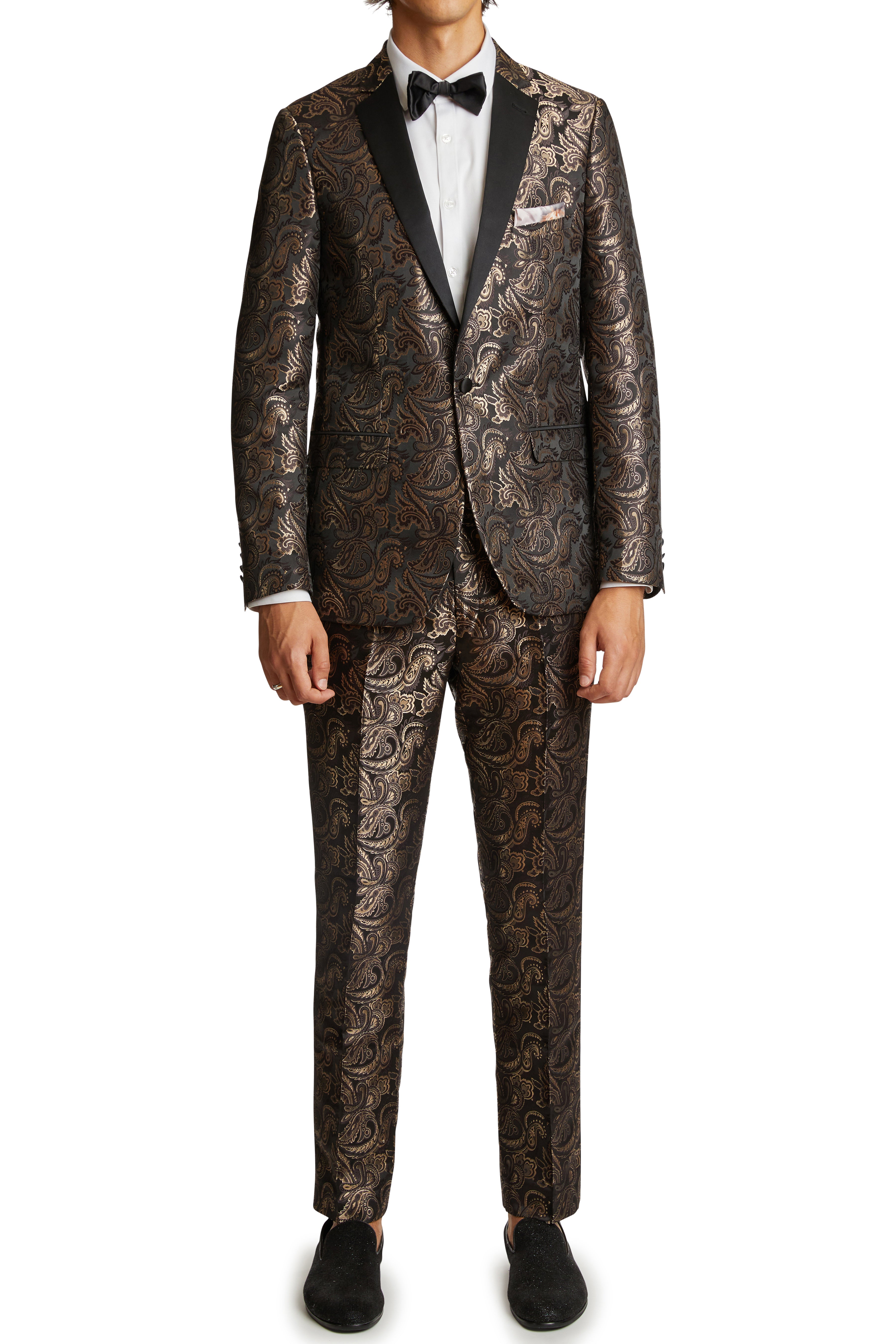 Osborne Notch Tux Jacket - slim - Brown Gold Paisley