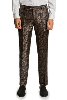  Sloane Tux Pants - slim - Brown Gold Paisley