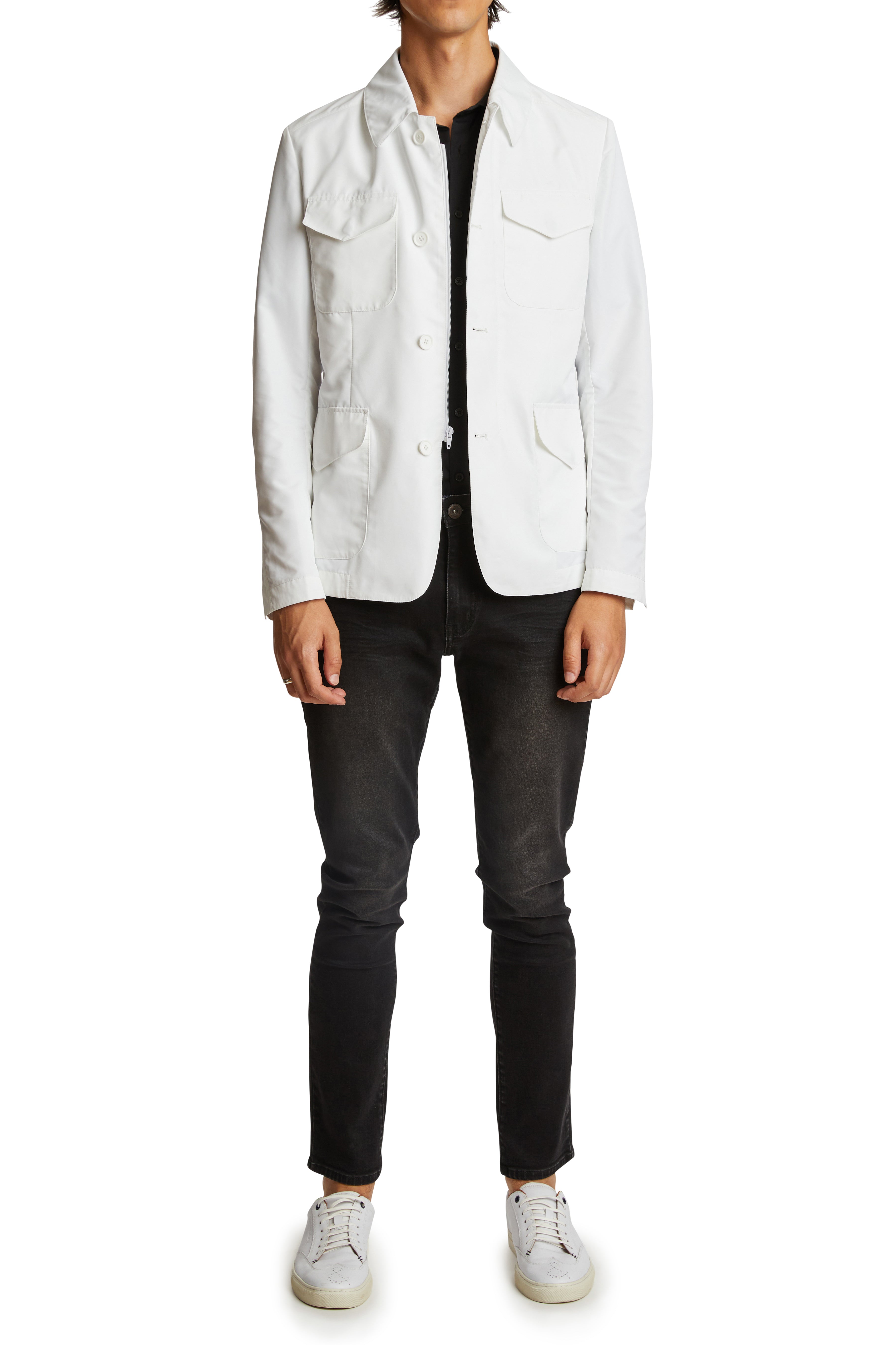 City 4 Pocket Jacket - slim - White Nylon