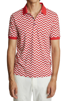 Charlie Printed Polo - Red Chevron