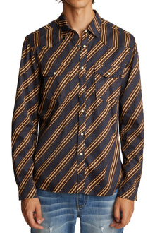  Western Sport Shirt - Navy Diagonal Stripe