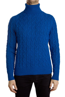  Chunky Cable Turtleneck - Royal Pop