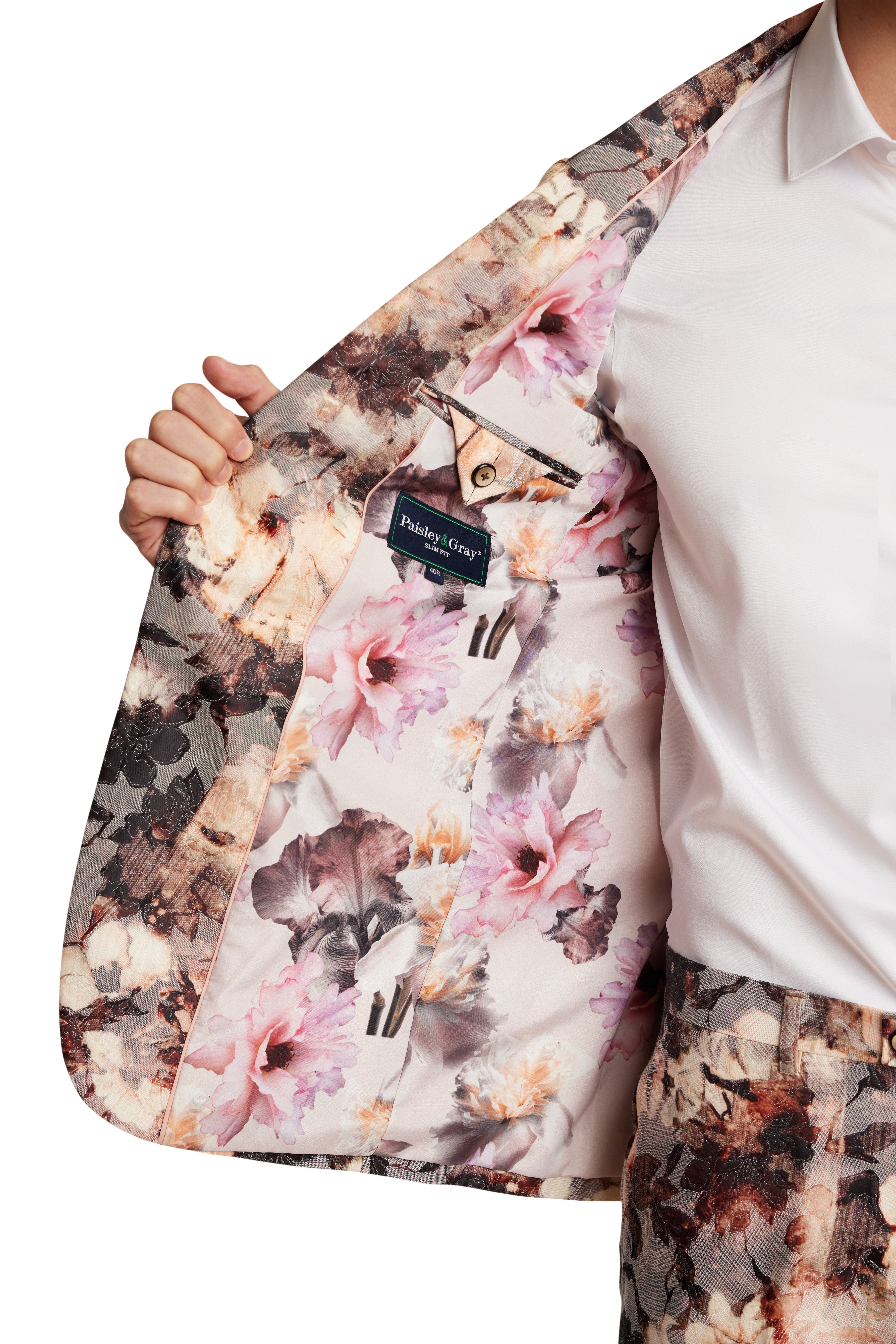 Dover Notch Jacket - slim - Brwn Cream Floral