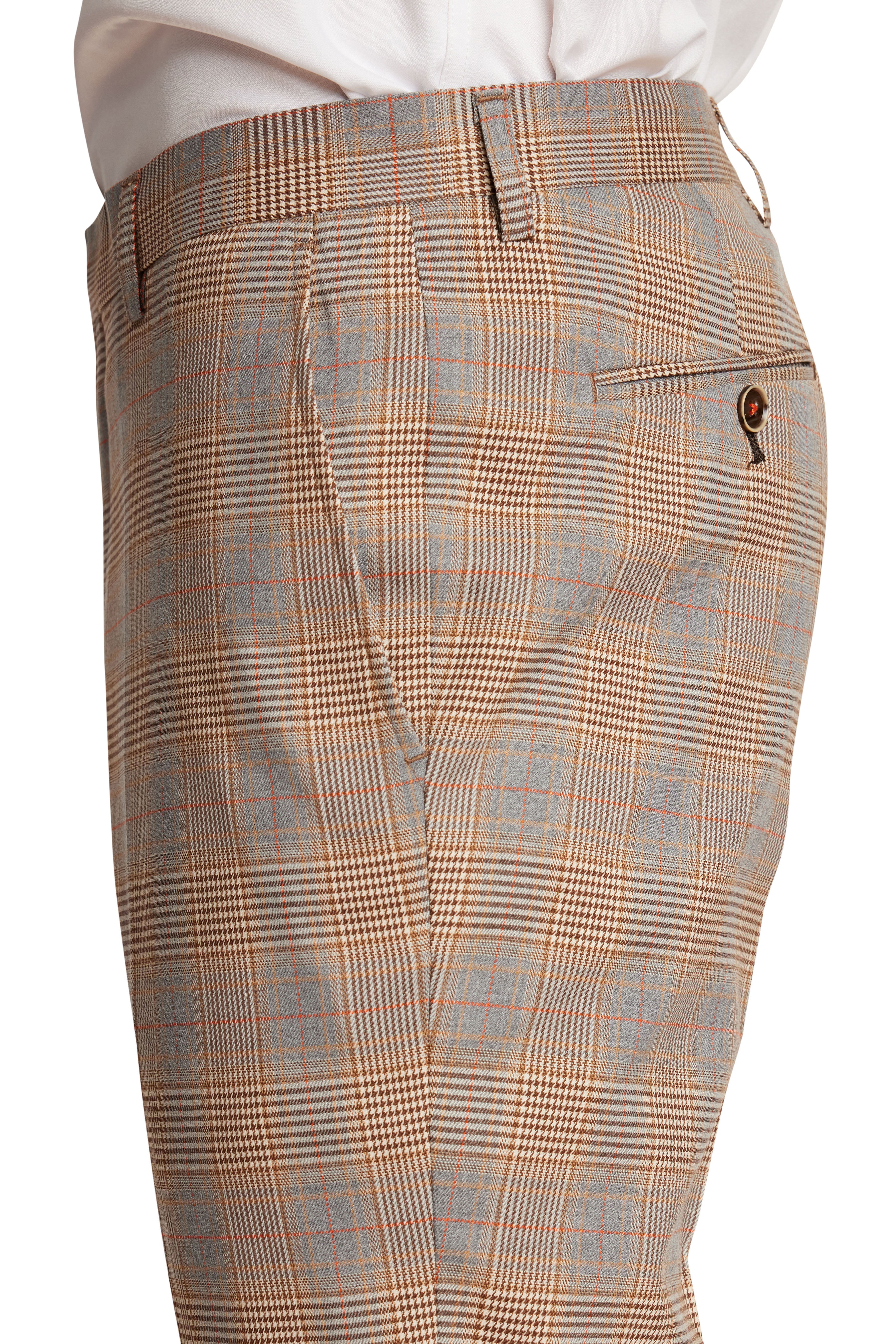 Downing Pants - slim - Tan Grey Plaid