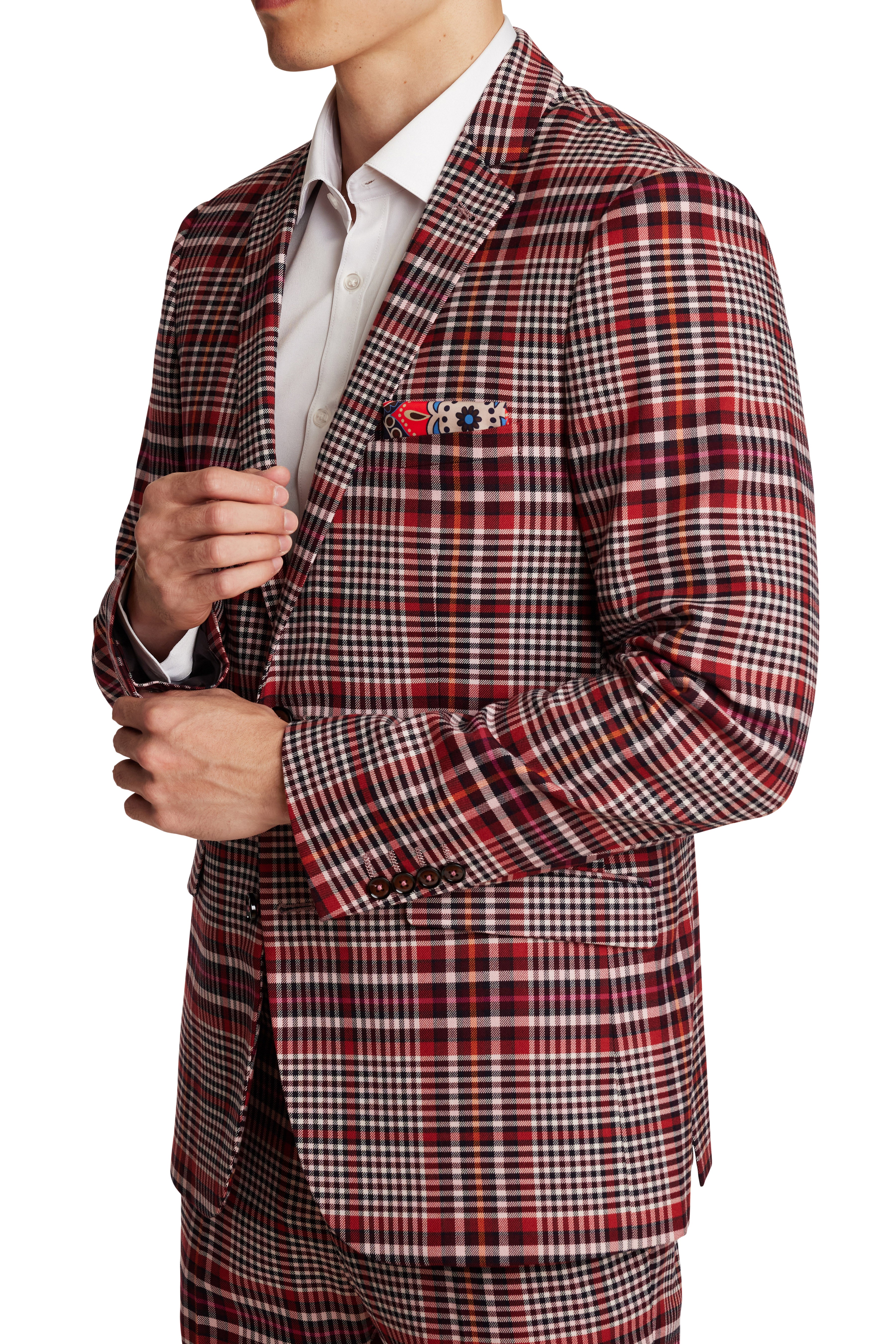Dover Notch Jacket - slim - Pink Plaid
