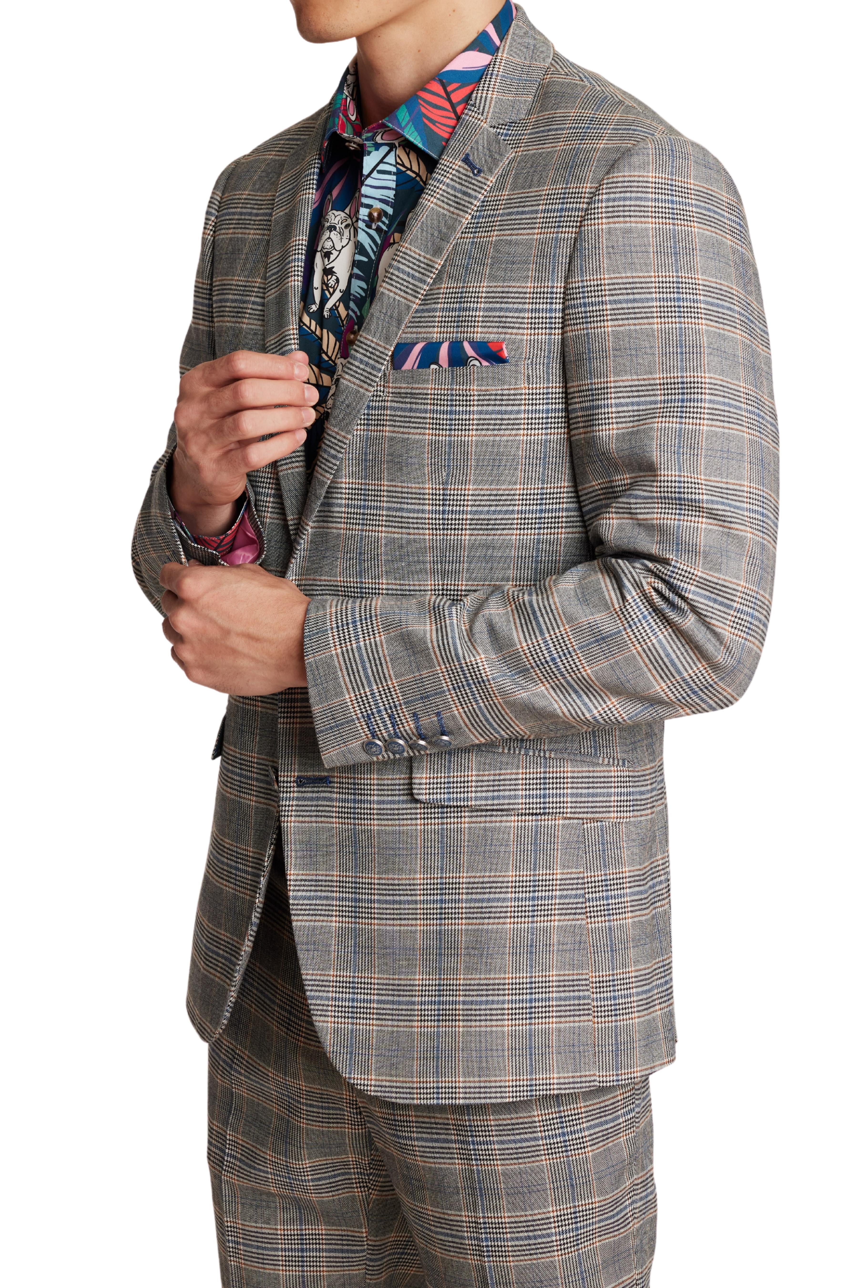 Dover Notch Jacket - slim - Slate Check