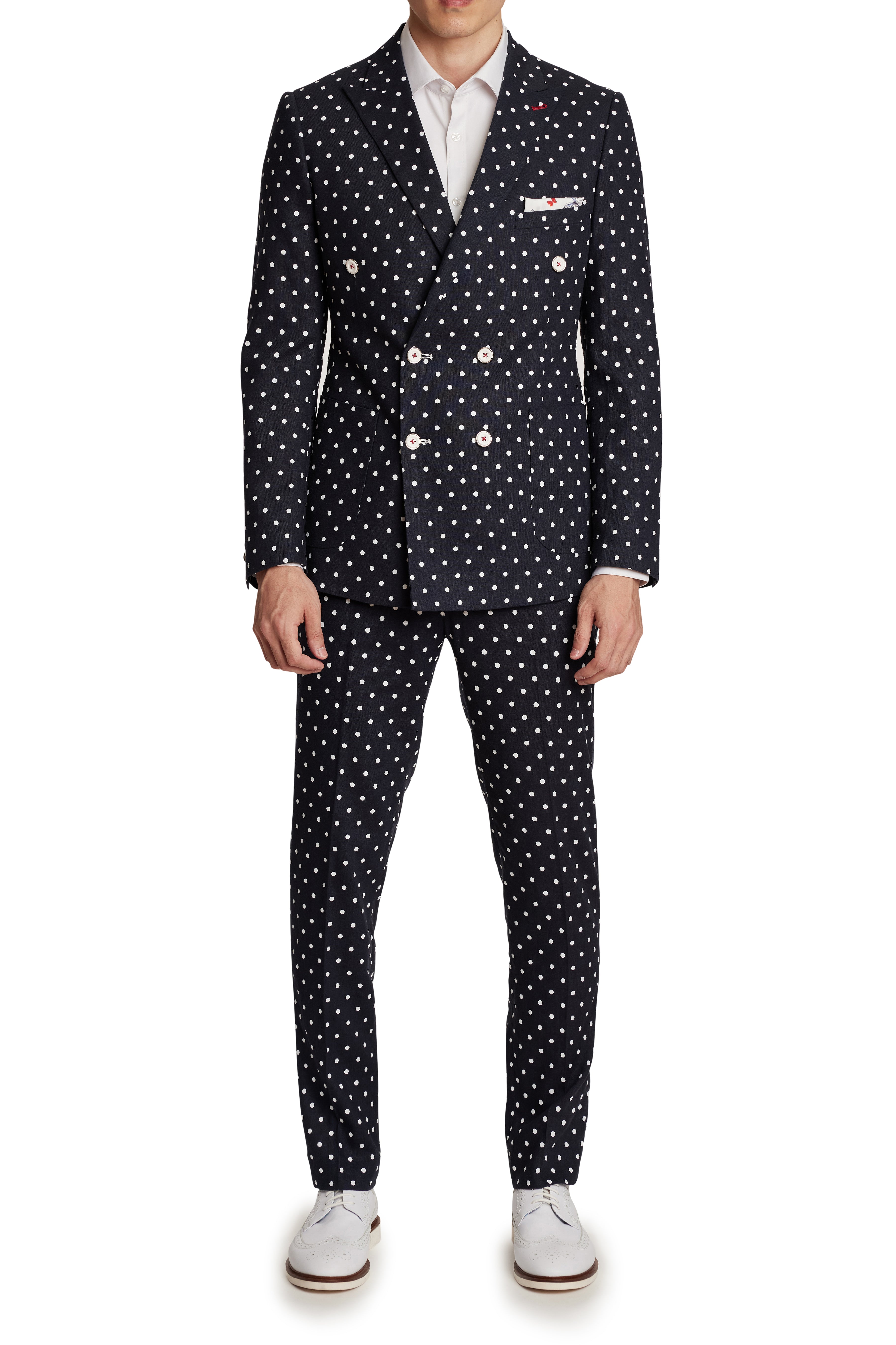 Fleet DB Peak Jacket - slim - Navy White Polka Dot