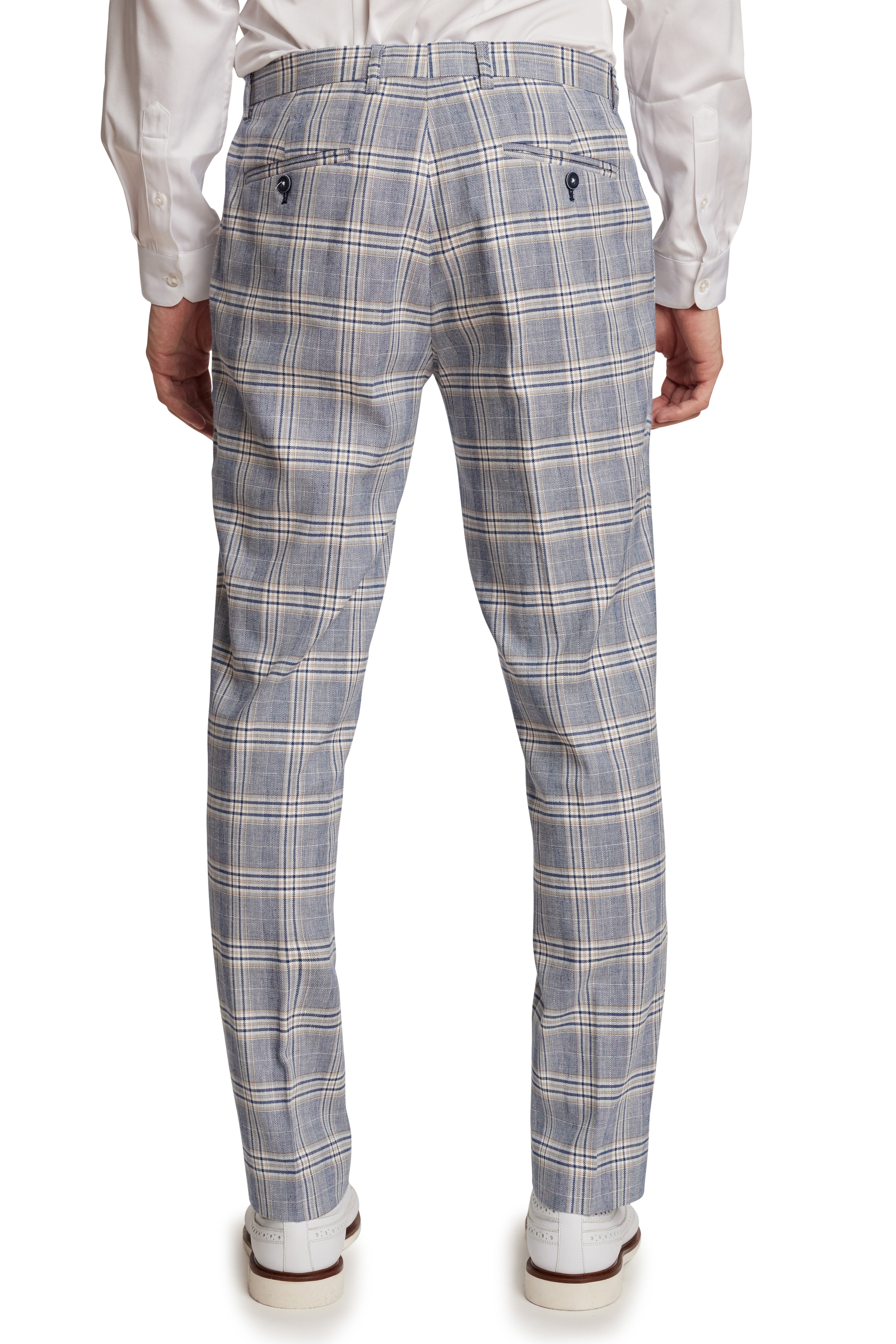 Downing Pants - slim - Blue Beige Check
