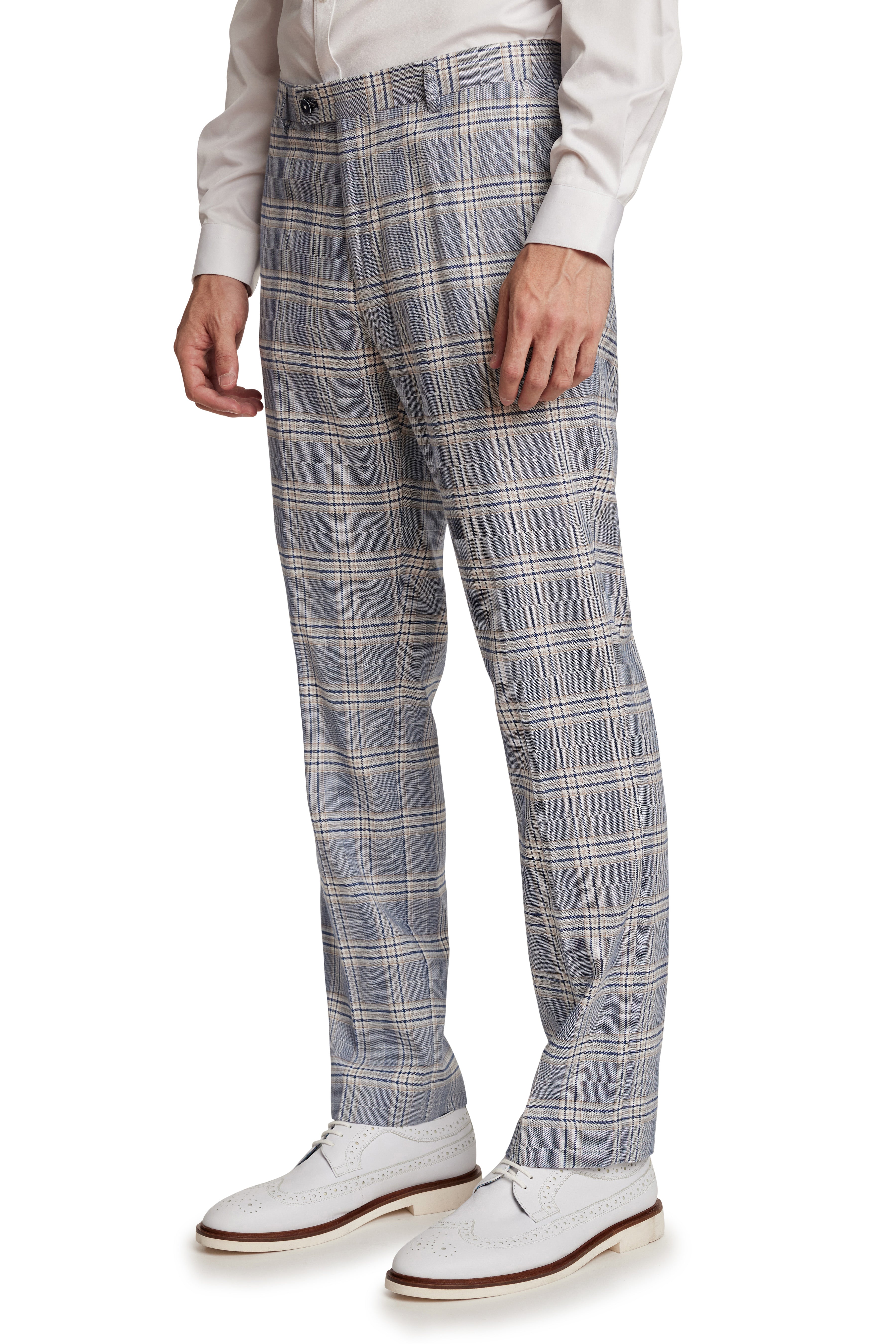 Downing Pants - slim - Blue Beige Check