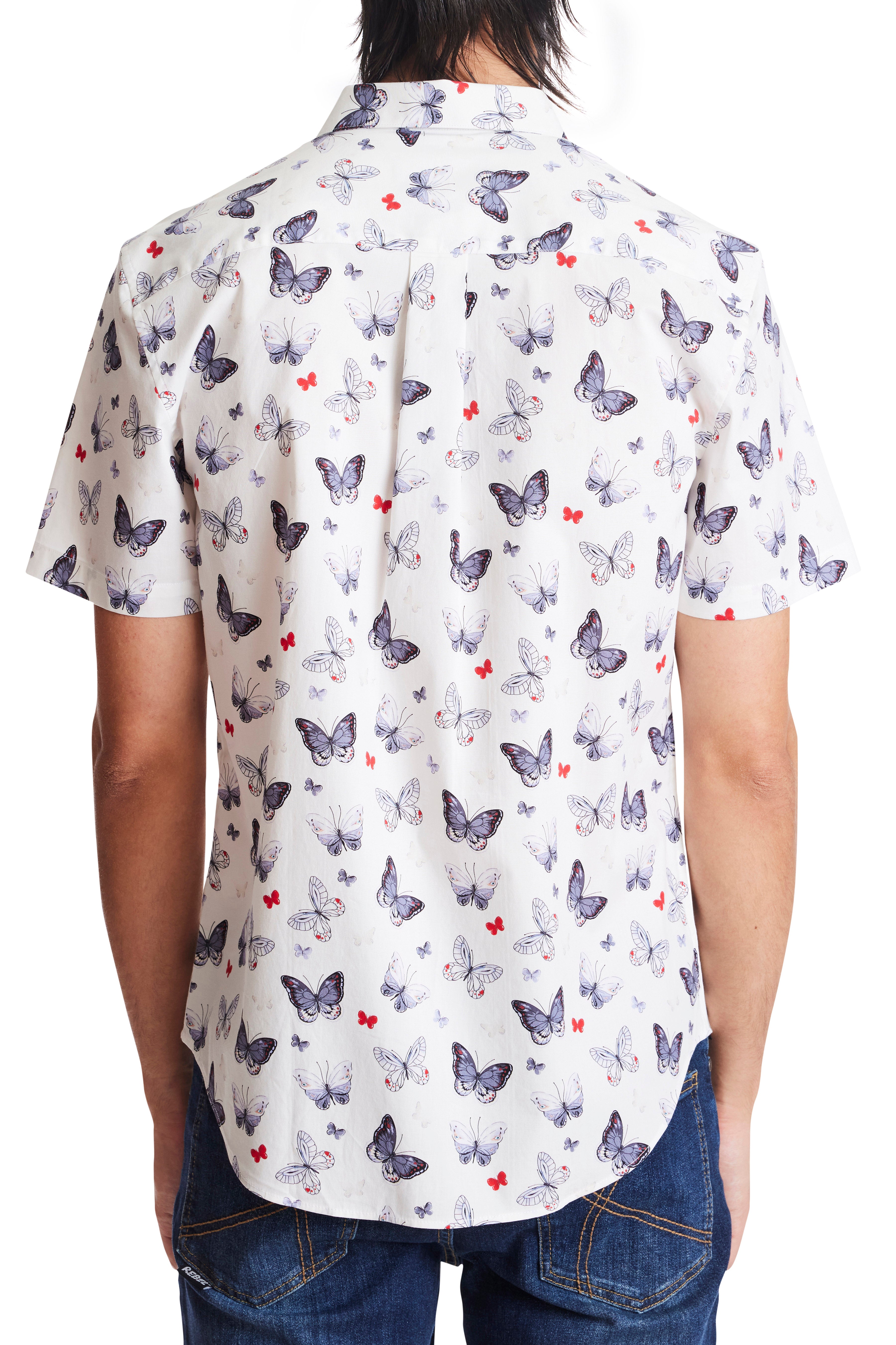 Soleil S/S Shirt - White Grey Butterfly