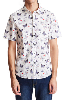  Soleil S/S Shirt - White Grey Butterfly