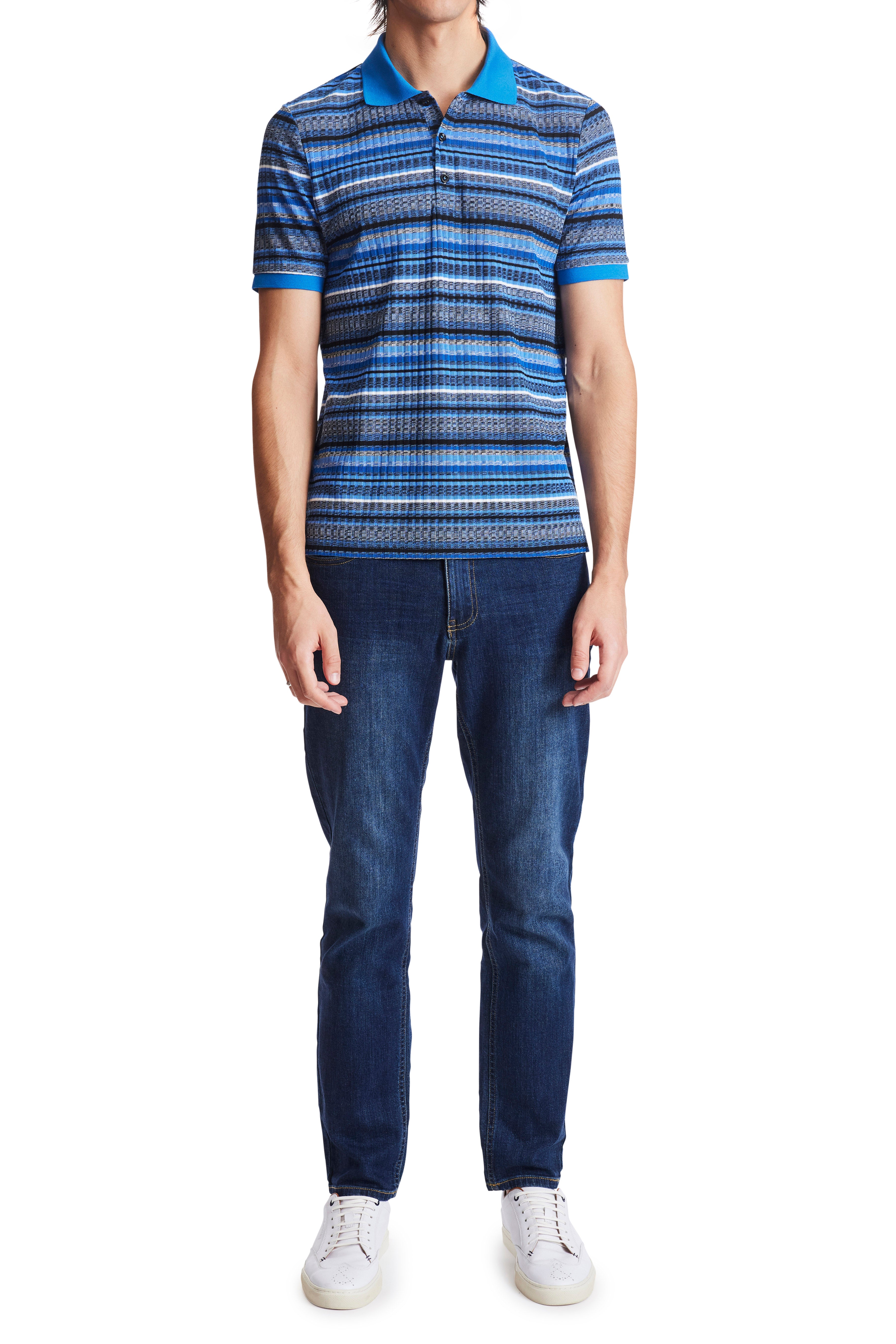 Funday Knit Polo - Blue Stripe